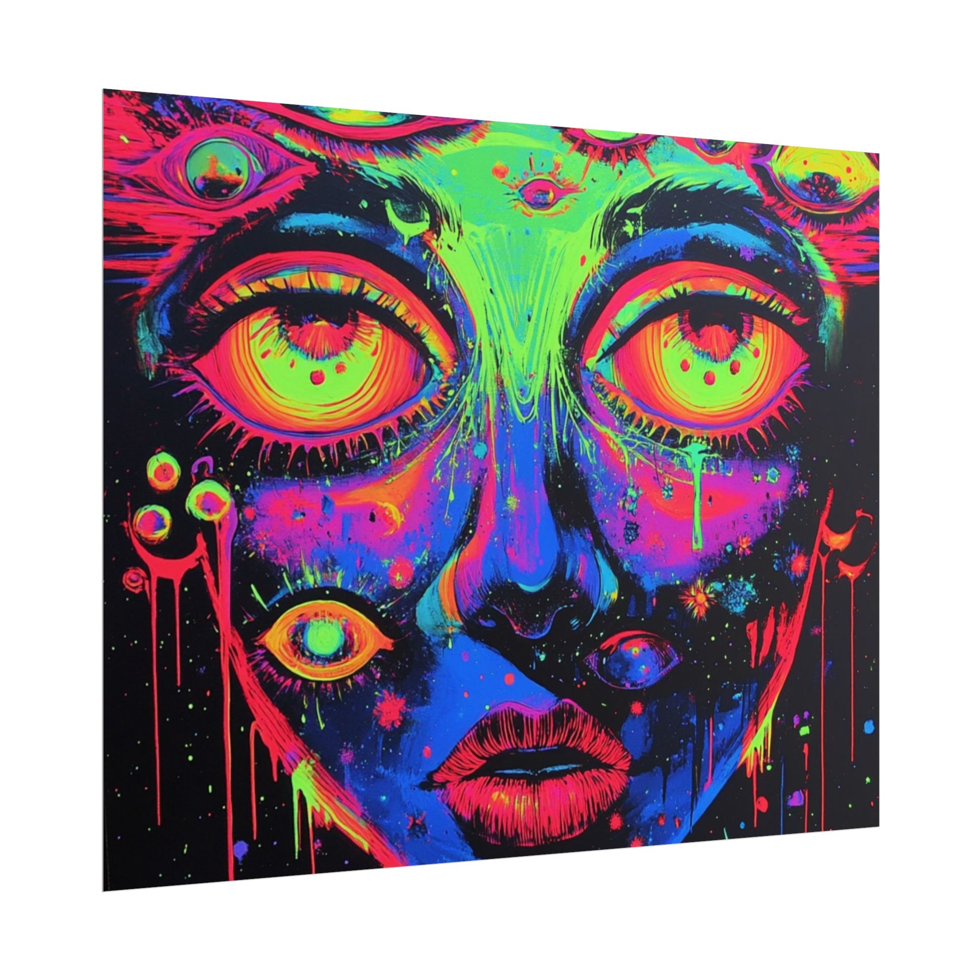 Vibrant Neon Art Poster, Psychedelic Wall Decor, Colorful Home Accent, Unique Gift for Art Lovers, Festival Decor, Boho Wall Art
