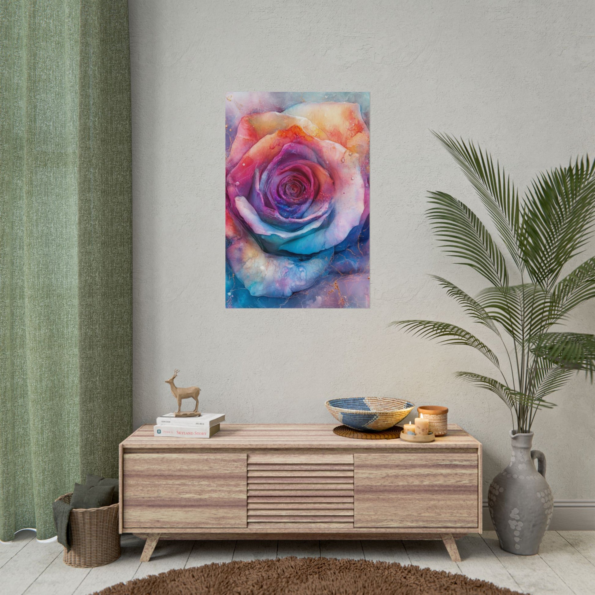 Vibrant Floral Wall Art - Colorful Rose Rolled Posters, Home Decor, Gift for Her, Birthday, Art Print, Boho Decor