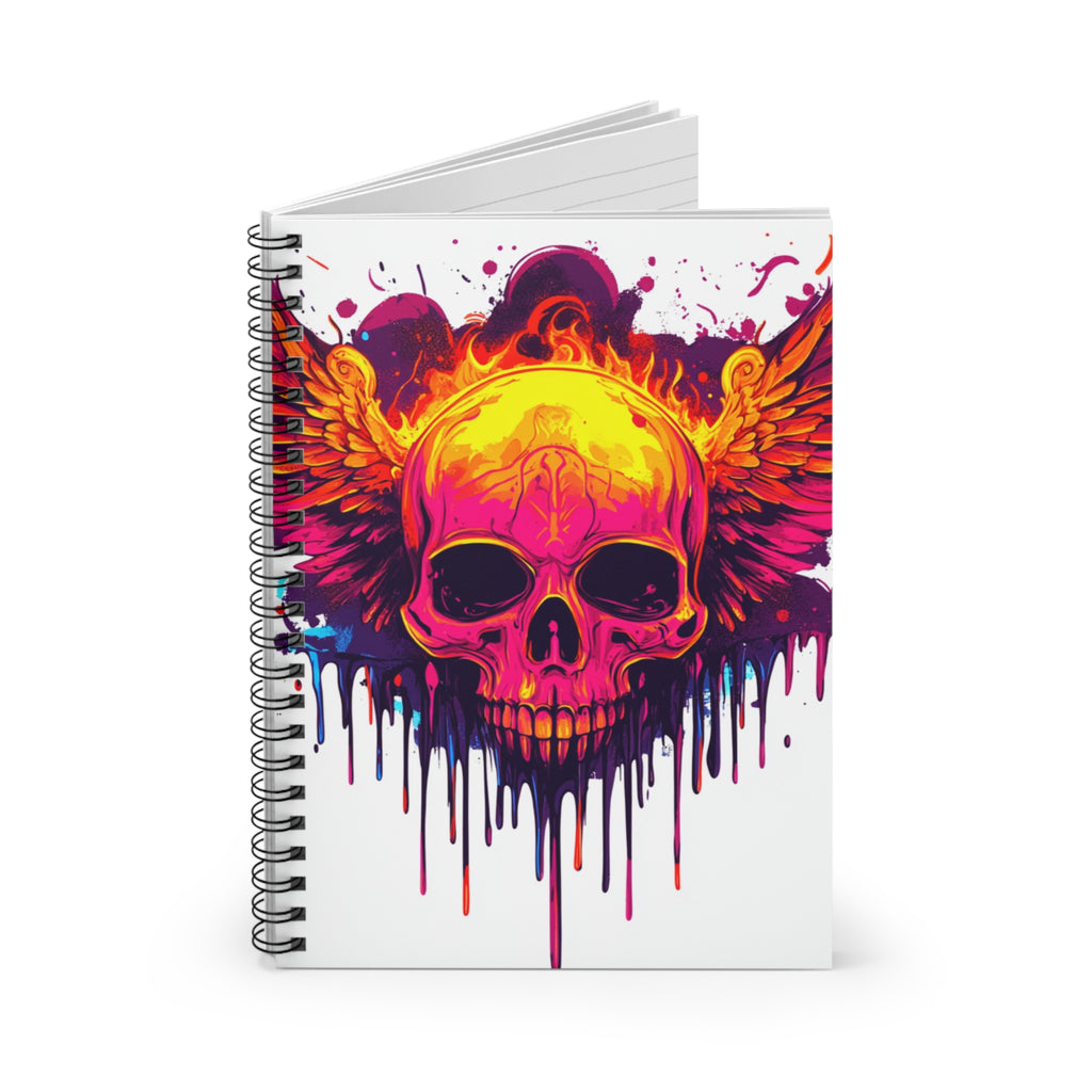 Vibrant Skull Spiral Notebook - Ruled Line, Artistic Journal, Sketchbook, Gift for Artists, Punk Style Notebook, Unique Writing Pad
