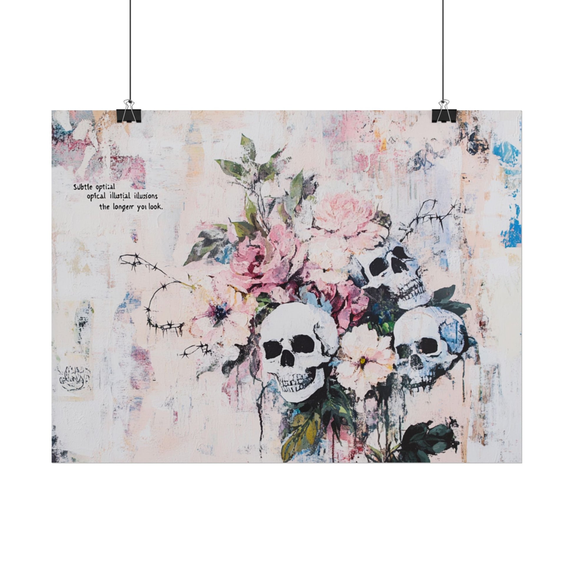 Floral Skull Art Poster, Vintage Wall Decor, Gothic Home Aesthetic, Unique Artwork, Boho Room Styling, Gift for Art Lovers