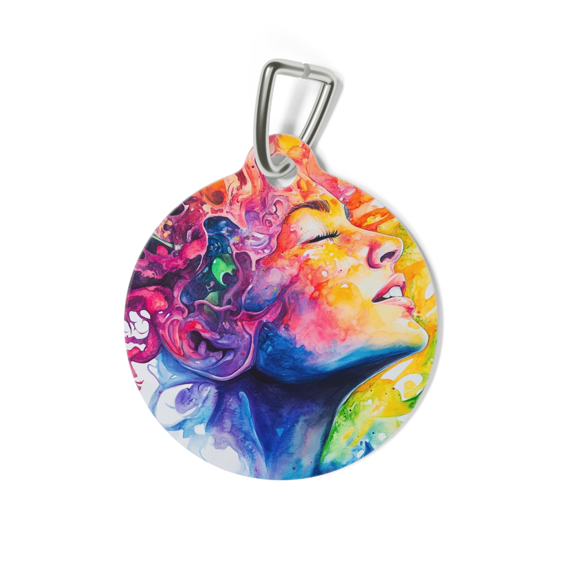Colorful Pet Tag with Artistic Design, Customizable Pet ID Tag, Vibrant Dog Tag, Unique Cat Collar Tag, Perfect Gift for Pet Lovers