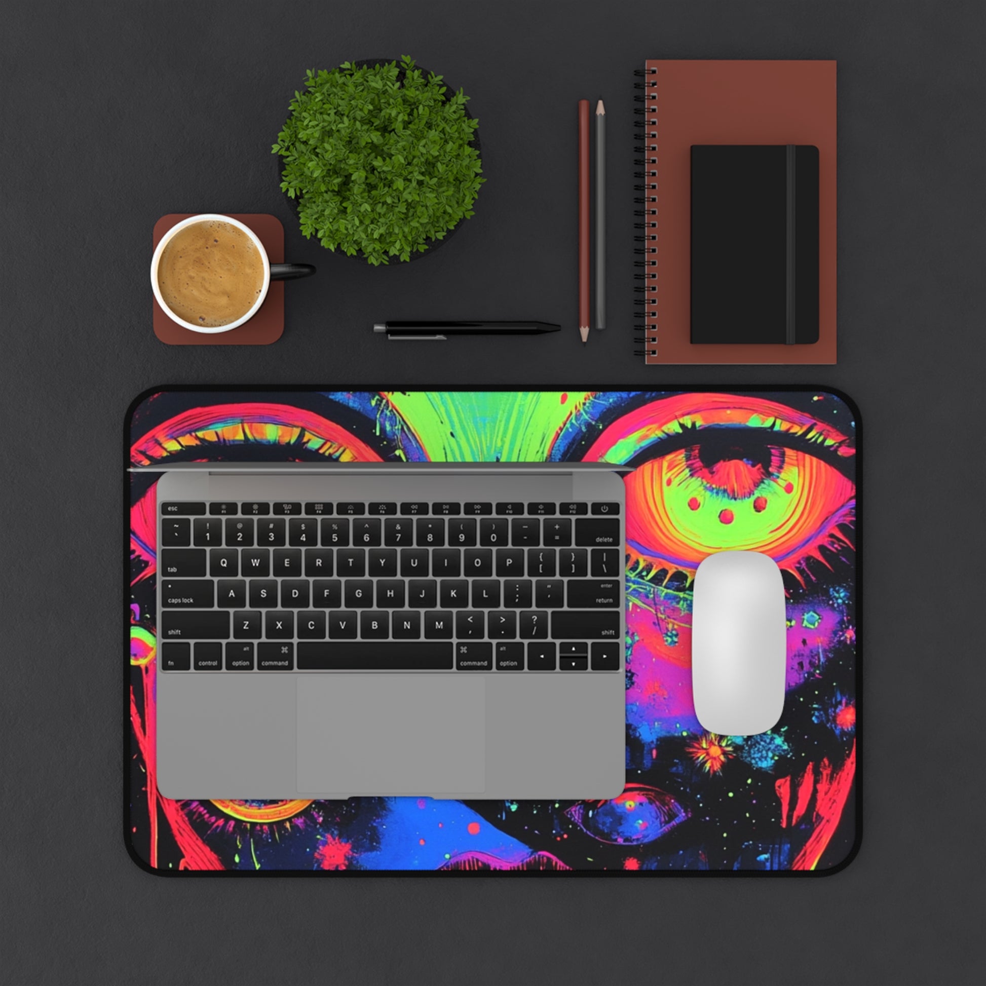 Psychedelic Art Desk Mat, Colorful Office Decor, Gaming Mouse Pad, Unique Gift for Artists, Vibrant Home Workspace
