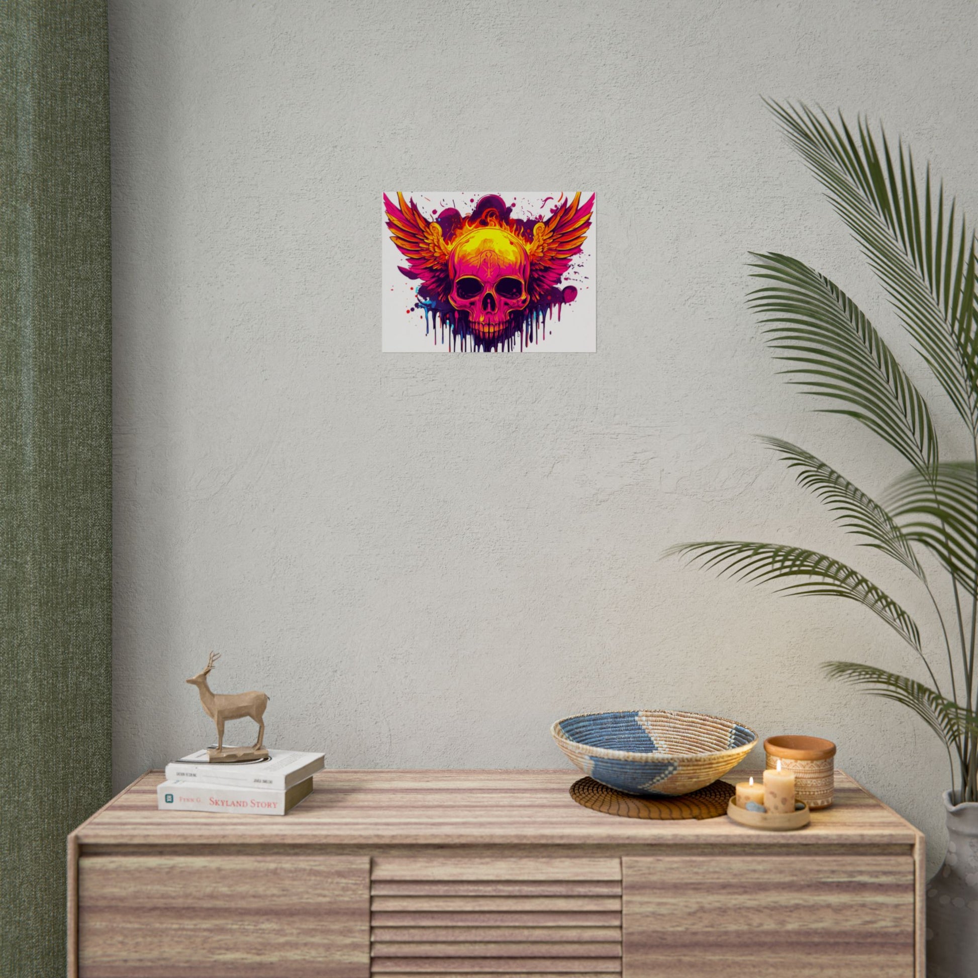Vibrant Skull Art Print - Bohemian Home Decor, Wall Art, Gift for Rock Lovers, Festival Decor, Unique Artwork