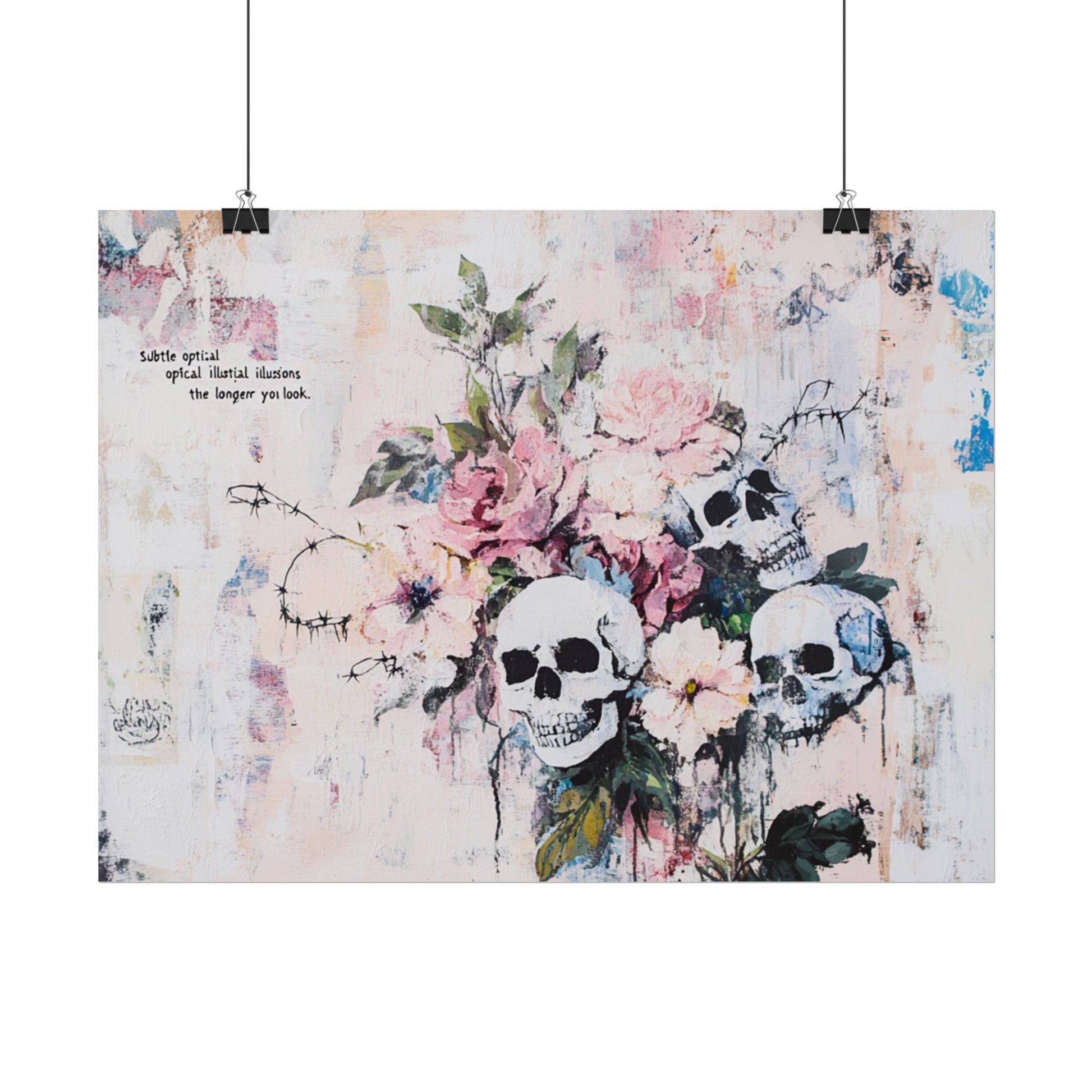 Floral Skull Art Poster, Vintage Wall Decor, Gothic Home Aesthetic, Unique Artwork, Boho Room Styling, Gift for Art Lovers
