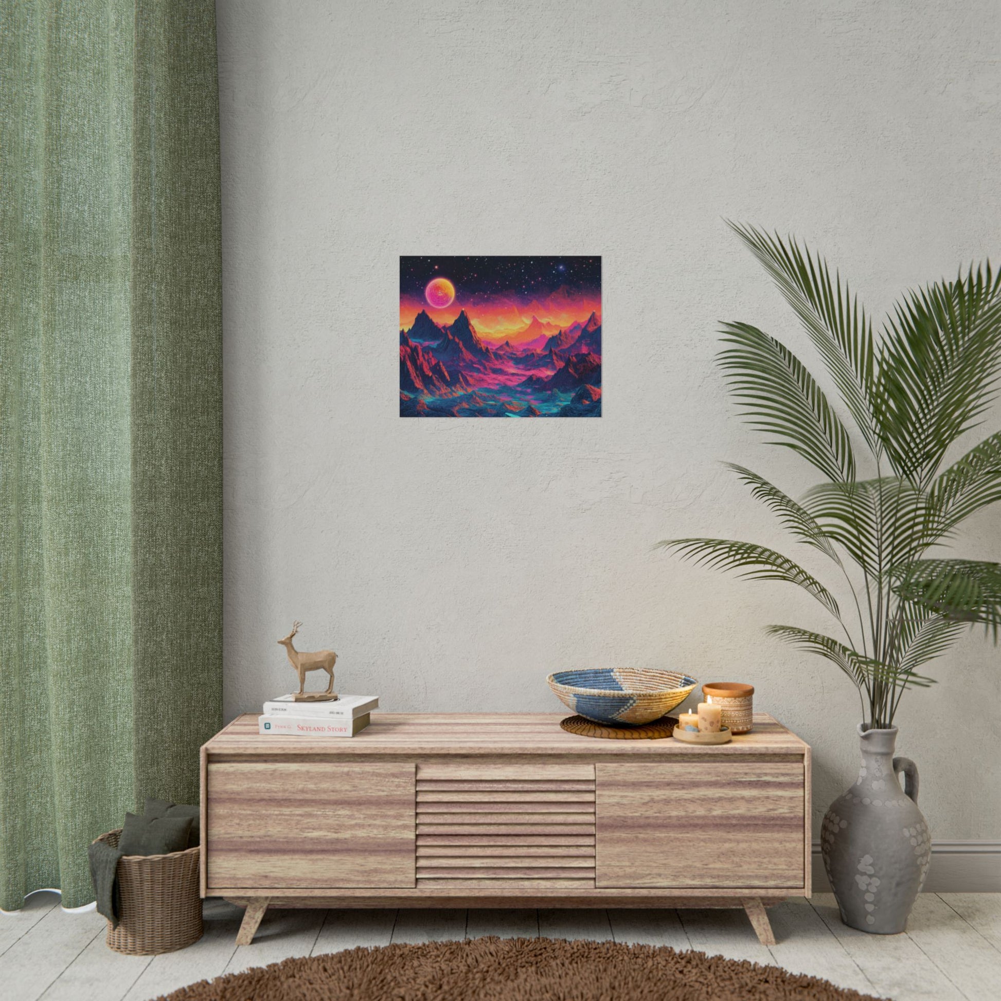 Vibrant Art Print Poster, Cosmic Mountain Wall Decor, Psychedelic Space Art, Colorful Home Decoration, Gift for Nature Lovers