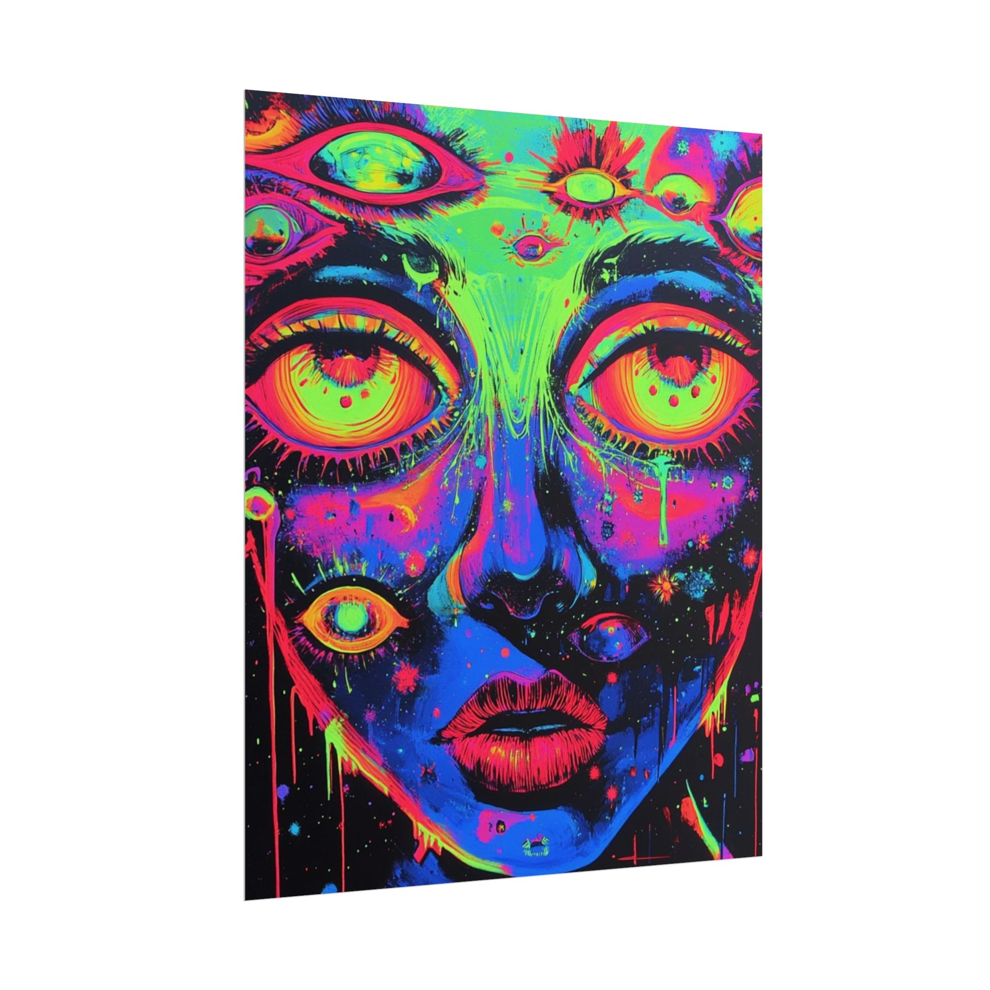 Vibrant Neon Art Poster, Psychedelic Wall Decor, Colorful Home Accent, Unique Gift for Art Lovers, Festival Decor, Boho Wall Art