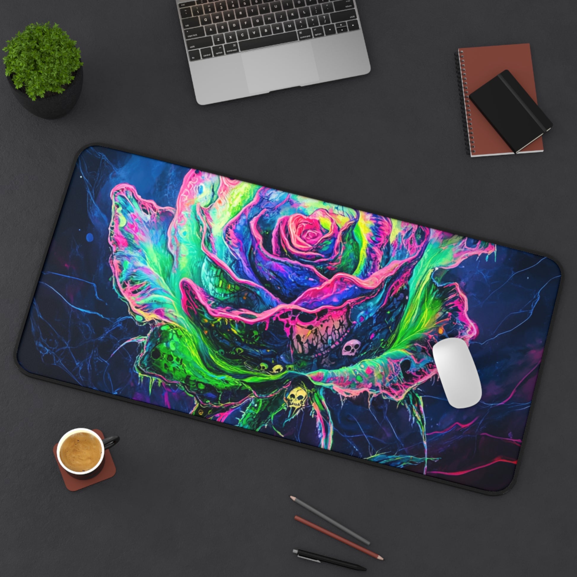 Colorful Rose Desk Mat, Home Office Decor, Gaming Mat, Colorful Mousepad, Floral Desk Accessory, Unique Gift Idea