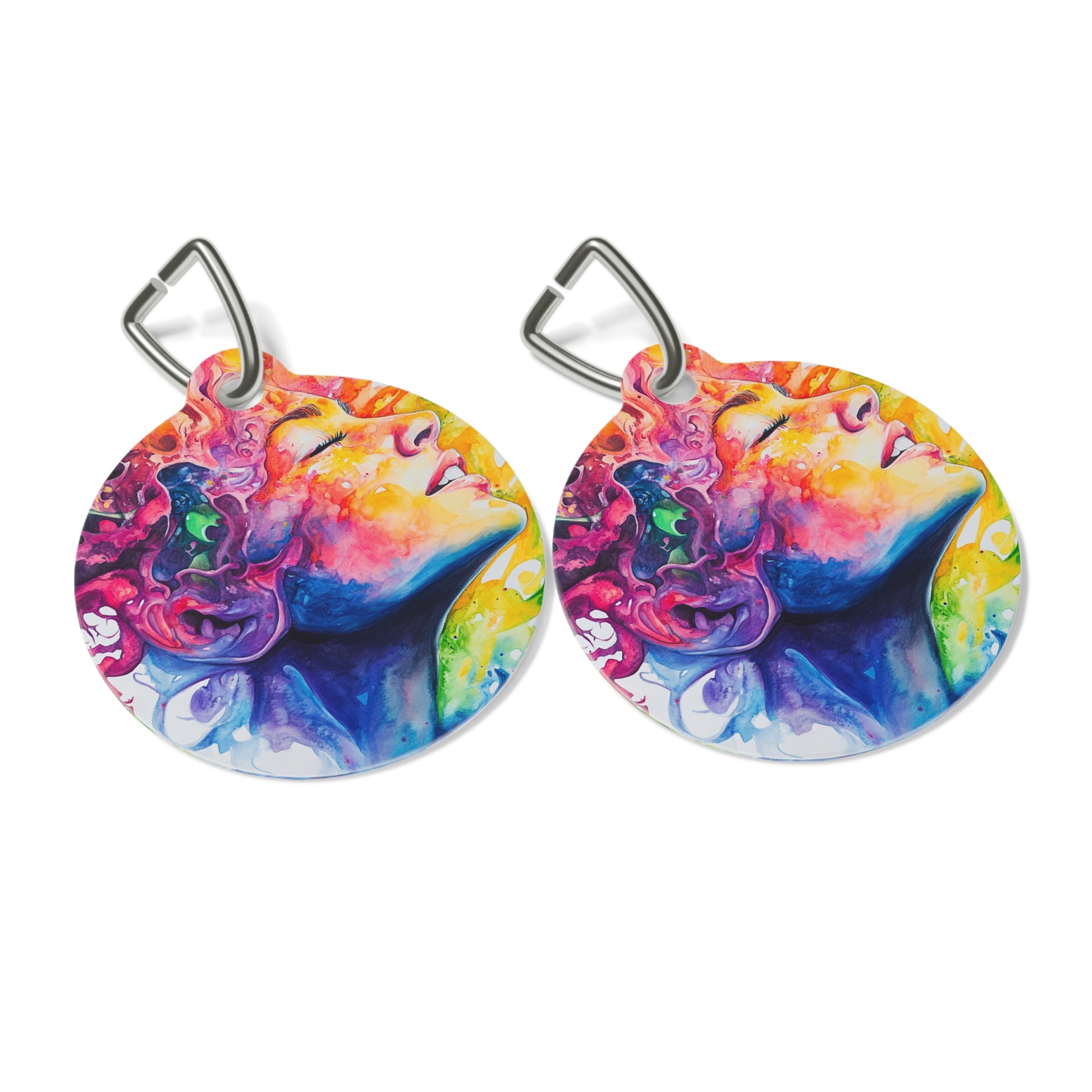 Colorful Pet Tag with Artistic Design, Customizable Pet ID Tag, Vibrant Dog Tag, Unique Cat Collar Tag, Perfect Gift for Pet Lovers