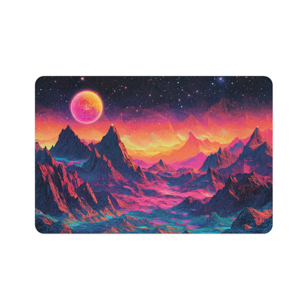Cosmic Pet Food Mat, Planet Design Pet Feeding Mat, Durable Cat Dog Food Mat, Space Themed Dog Bowl Mat, Unique Pet Supplies