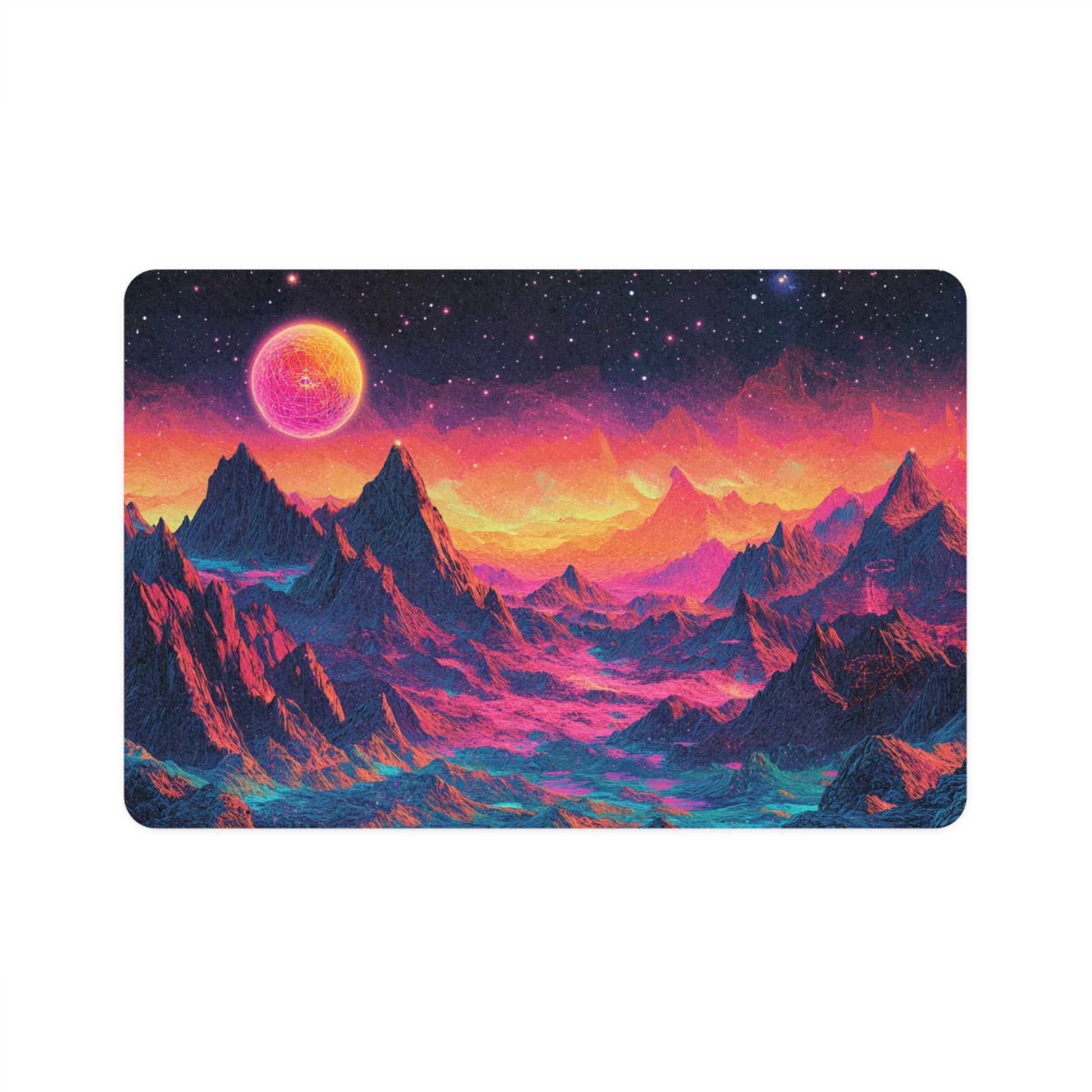 Cosmic Pet Food Mat, Planet Design Pet Feeding Mat, Durable Cat Dog Food Mat, Space Themed Dog Bowl Mat, Unique Pet Supplies
