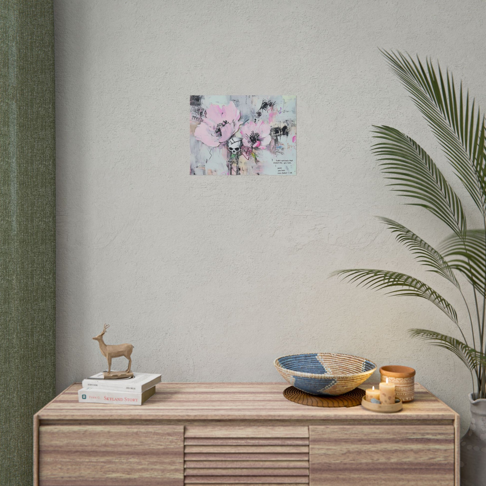 Floral Skull Art Print, Home Decor, Wall Art, Living Room Decor, Gift for Her, Artistic Poster