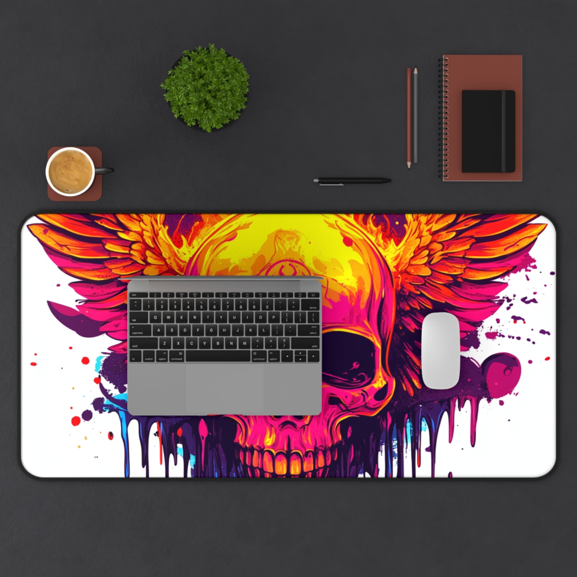 Vibrant Skull Design Desk Mat for Gamers, Office Decor, Unique Gift, Artistic Workspace