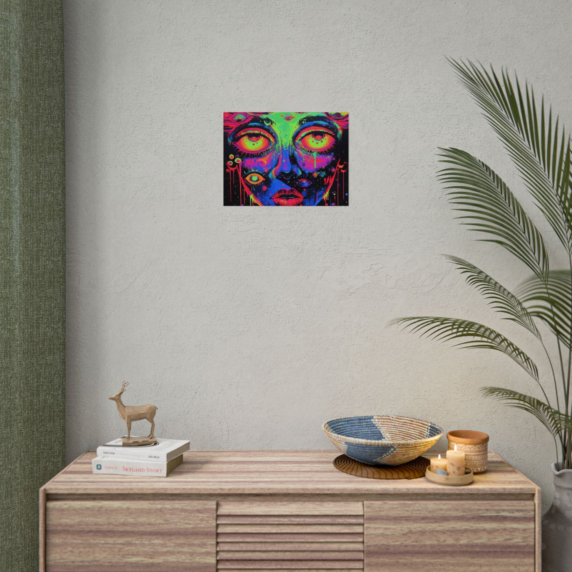 Vibrant Neon Art Poster, Psychedelic Wall Decor, Colorful Home Accent, Unique Gift for Art Lovers, Festival Decor, Boho Wall Art