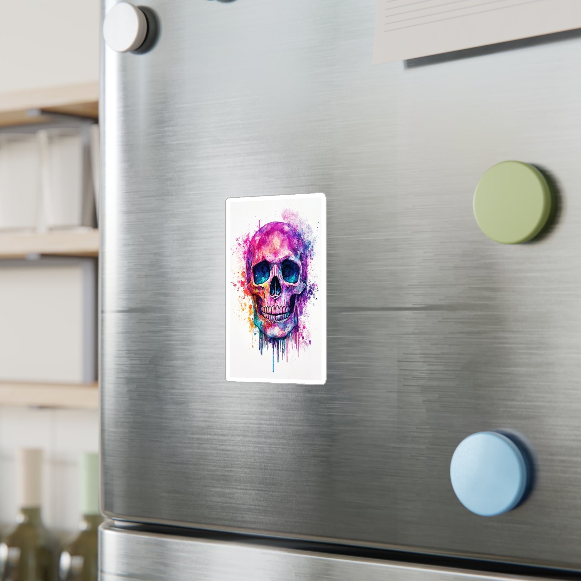 Colorful Skull Vinyl Decal, Artistic Wall Sticker, Gothic Decor, Halloween Decoration, Unique Home Accent