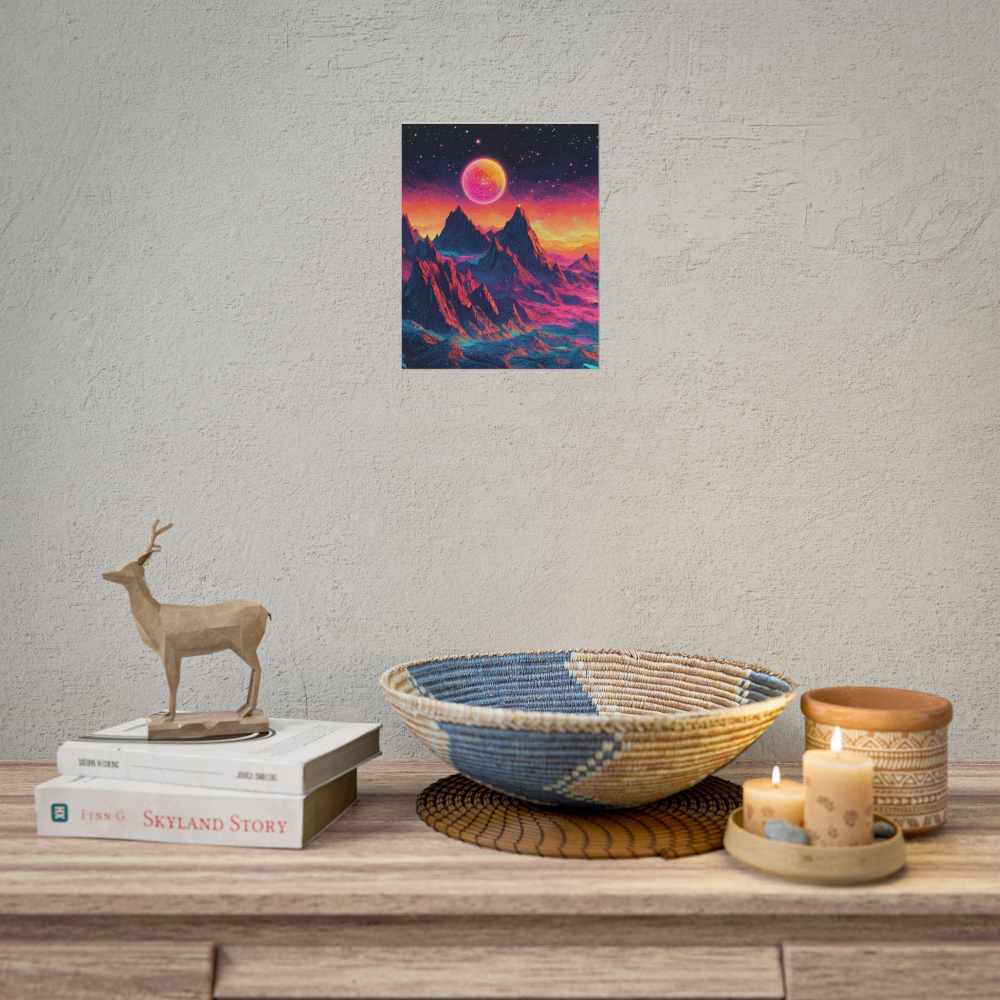 Vibrant Art Print Poster, Cosmic Mountain Wall Decor, Psychedelic Space Art, Colorful Home Decoration, Gift for Nature Lovers