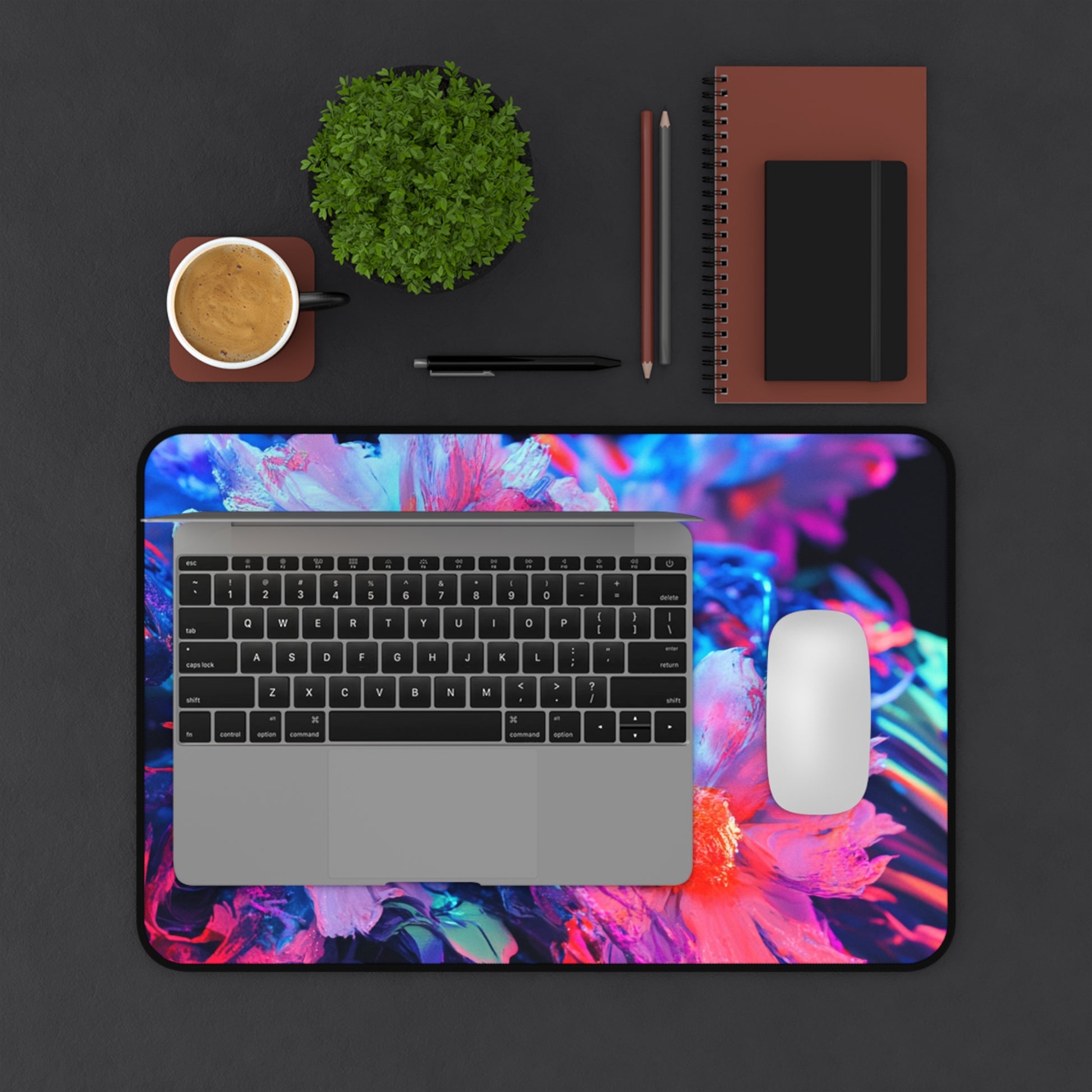 Vibrant Floral Desk Mat, Desk Organizer, Office Decor, Colorful Mouse Pad, Gift for Students, Home Office Essentials