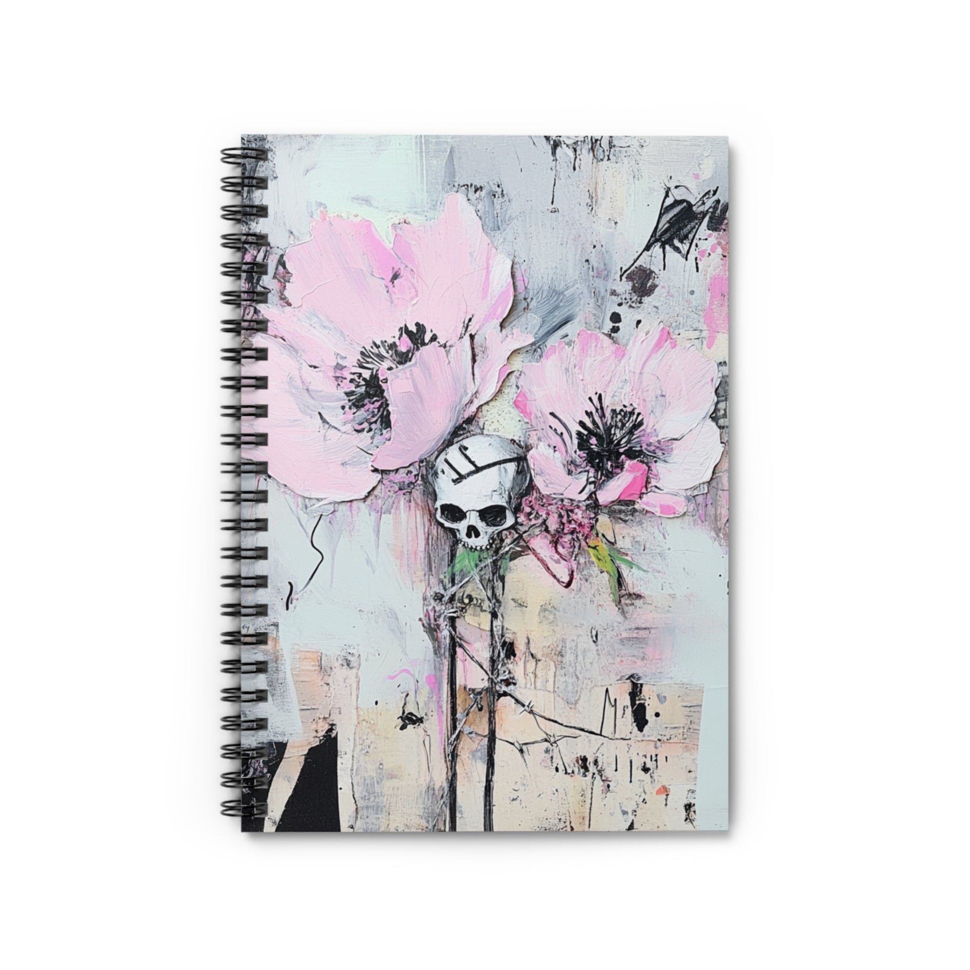 Floral Skull Spiral Notebook - Aesthetic Notepad for Creatives, Journaling, Gifts for Artists, School Supplies, Inspirational Journal