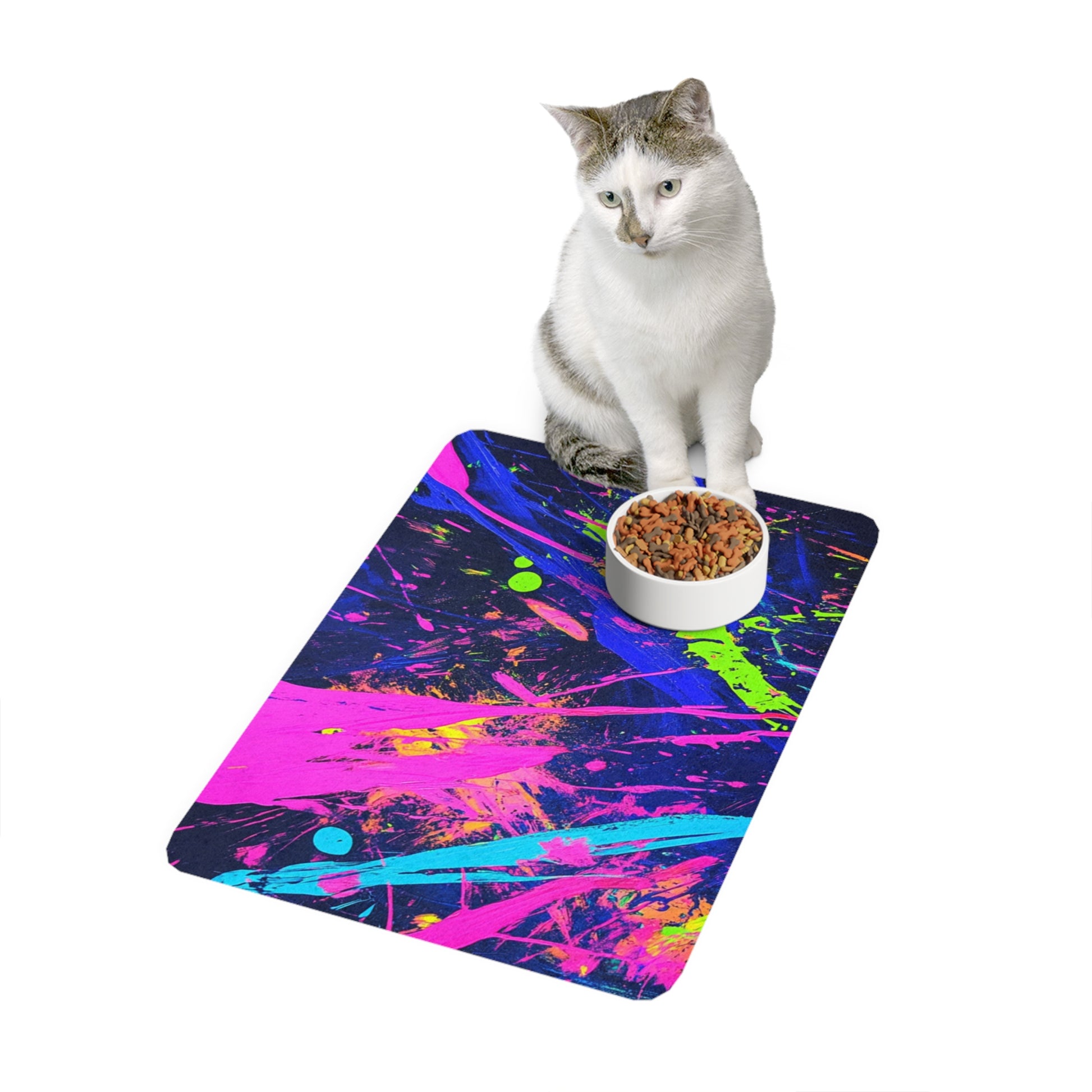 Vibrant Pet Food Mat for Stylish Feeding, Non-slip Dog Bowl Placemat, Colorful Feline Feeding Pad, Modern Cat Mat, Cute Pet Accessories