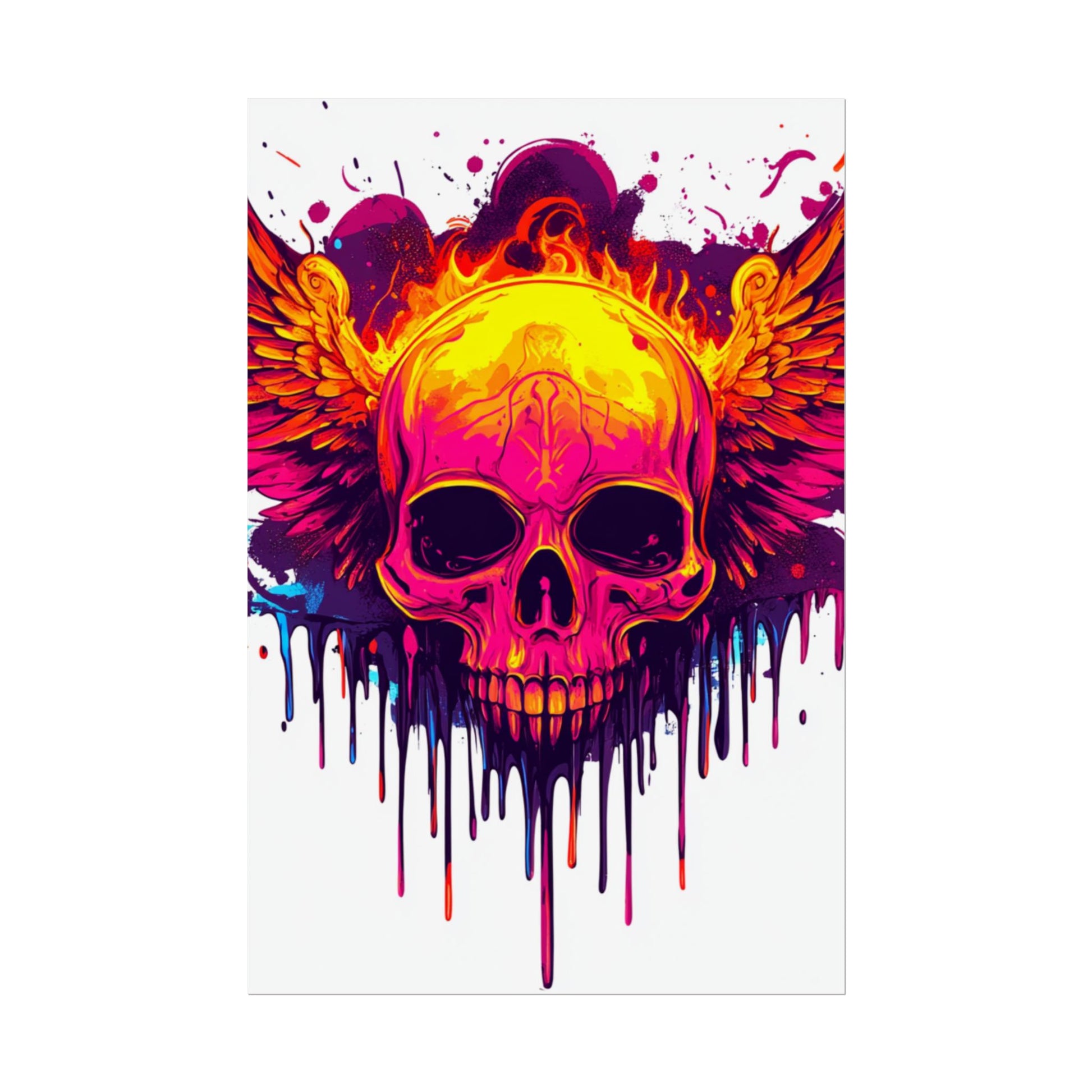 Vibrant Skull Art Print - Bohemian Home Decor, Wall Art, Gift for Rock Lovers, Festival Decor, Unique Artwork