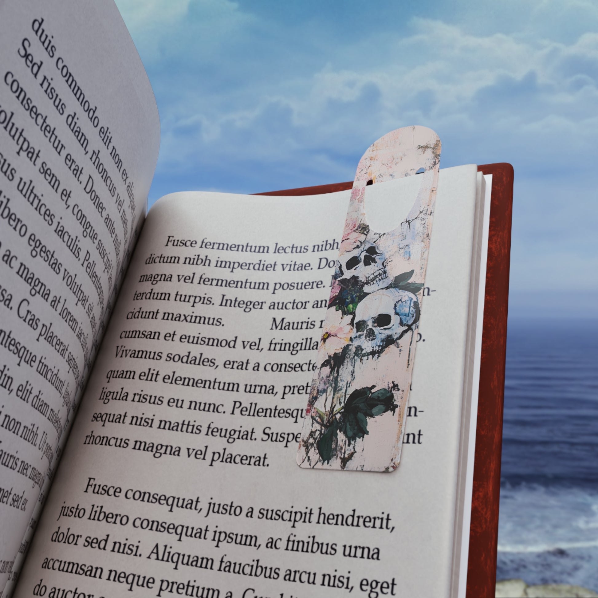 Stylish Skull Floral Bookmark, Unique Book Lover Gift, Reading Accessories, Gothic Decor, Halloween Gift