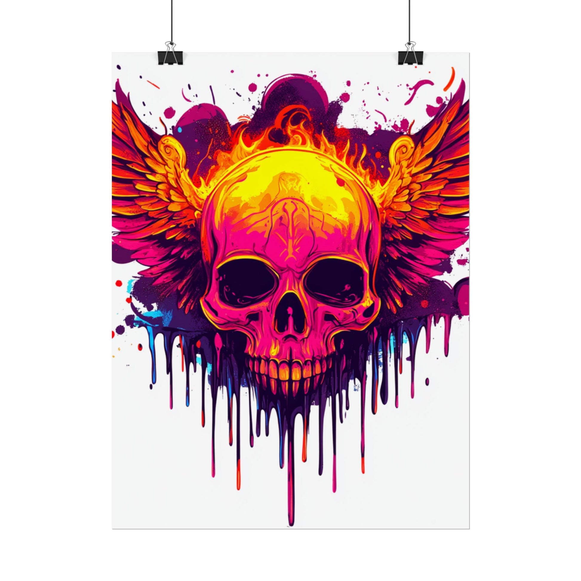 Vibrant Skull Art Print - Bohemian Home Decor, Wall Art, Gift for Rock Lovers, Festival Decor, Unique Artwork