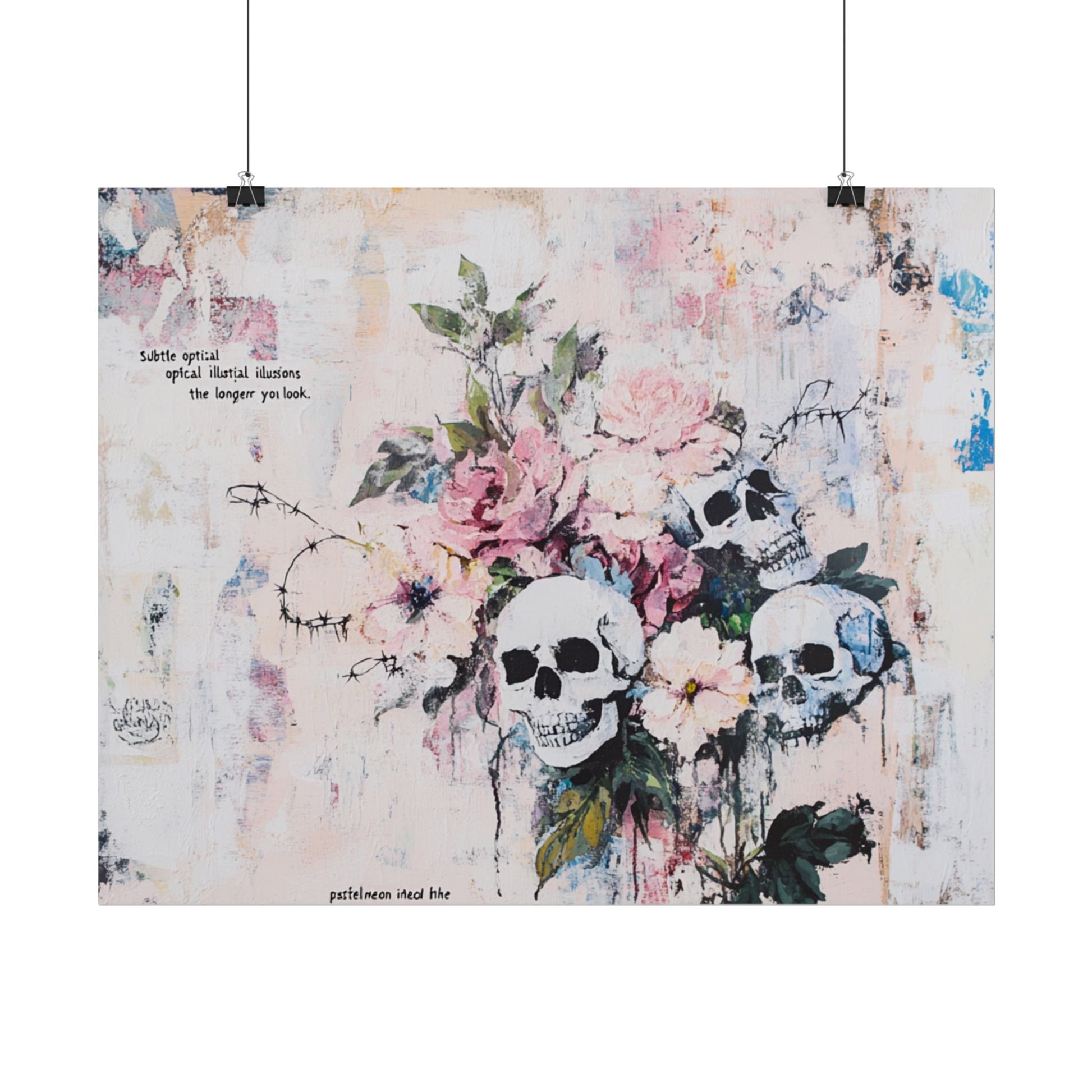 Floral Skull Art Poster, Vintage Wall Decor, Gothic Home Aesthetic, Unique Artwork, Boho Room Styling, Gift for Art Lovers