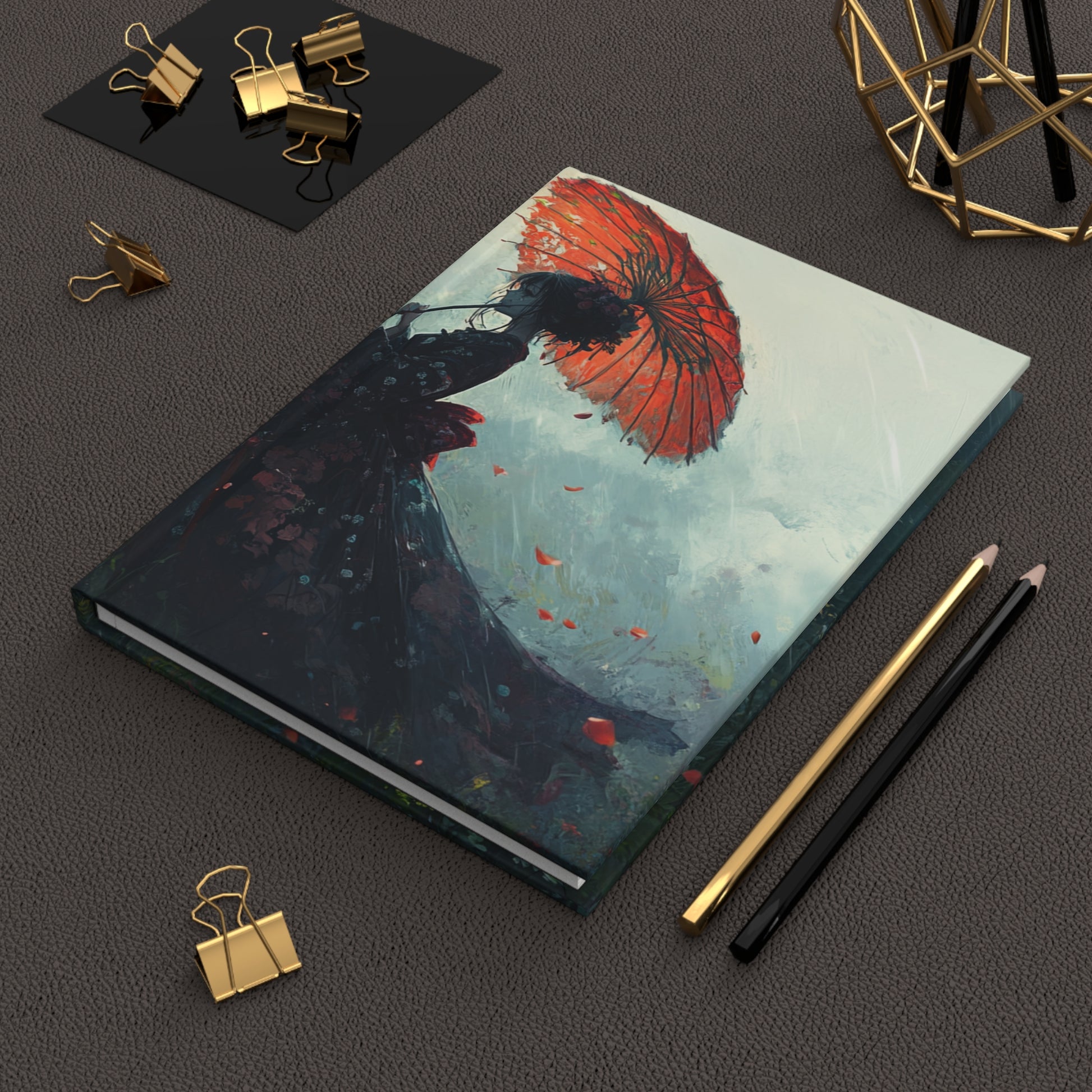 Elegant Hardcover Journal for Creative Souls, Writing, Journaling, Gift for Artists, Personal Diary, Black and Red Design
