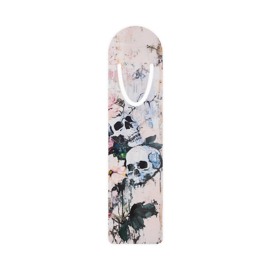 Stylish Skull Floral Bookmark, Unique Book Lover Gift, Reading Accessories, Gothic Decor, Halloween Gift