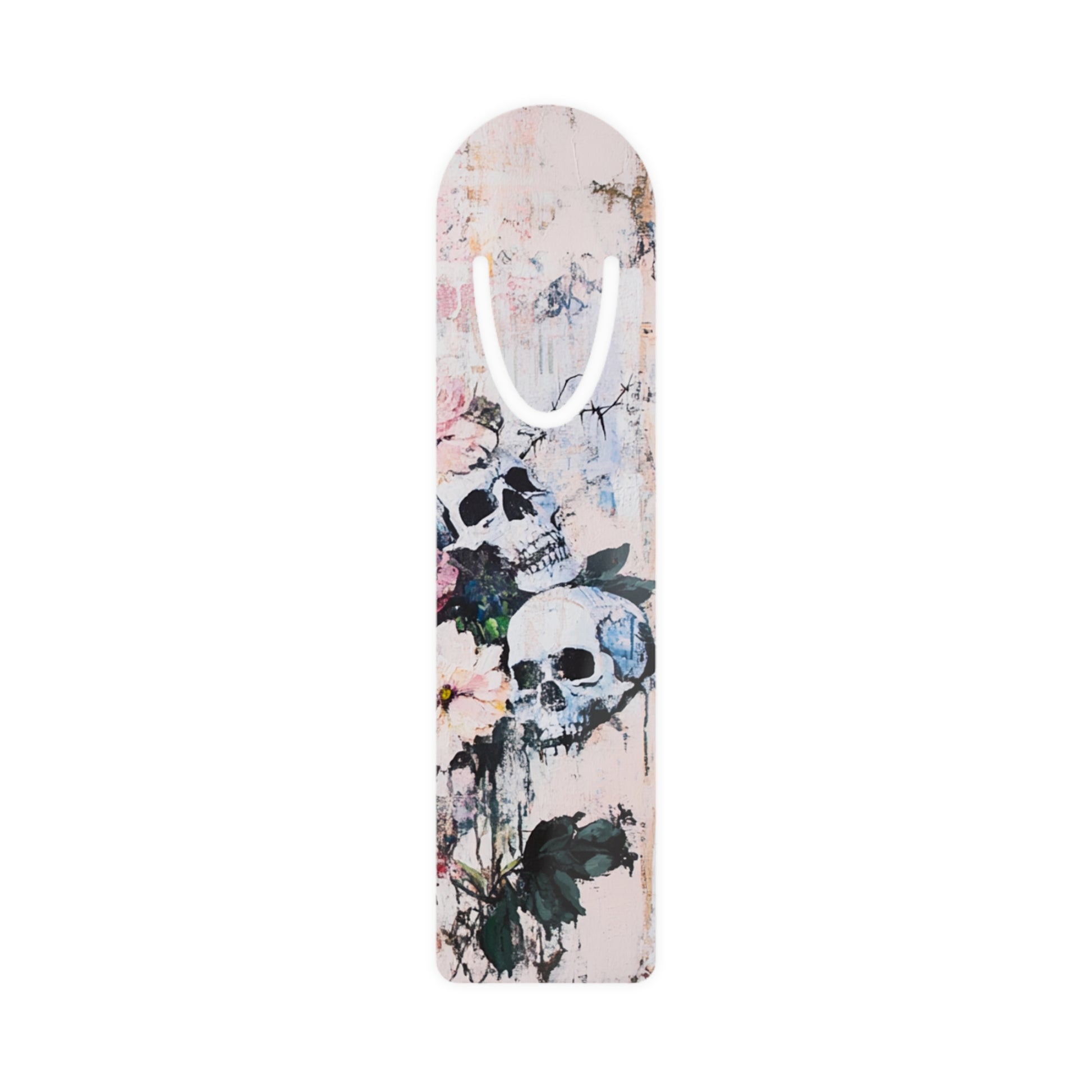 Stylish Skull Floral Bookmark, Unique Book Lover Gift, Reading Accessories, Gothic Decor, Halloween Gift