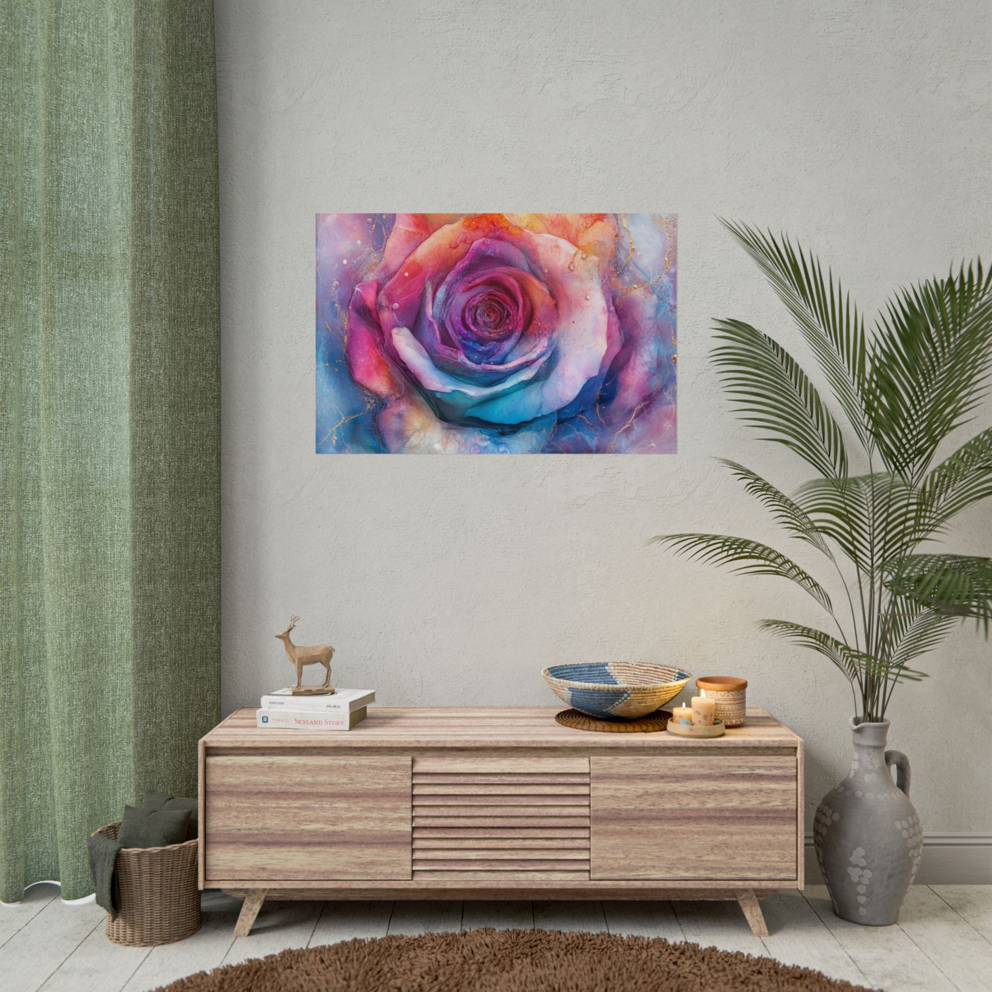 Vibrant Floral Wall Art - Colorful Rose Rolled Posters, Home Decor, Gift for Her, Birthday, Art Print, Boho Decor