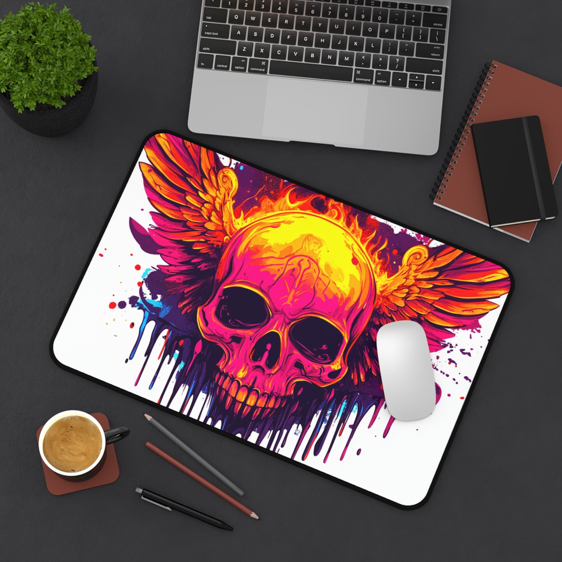 Vibrant Skull Design Desk Mat for Gamers, Office Decor, Unique Gift, Artistic Workspace