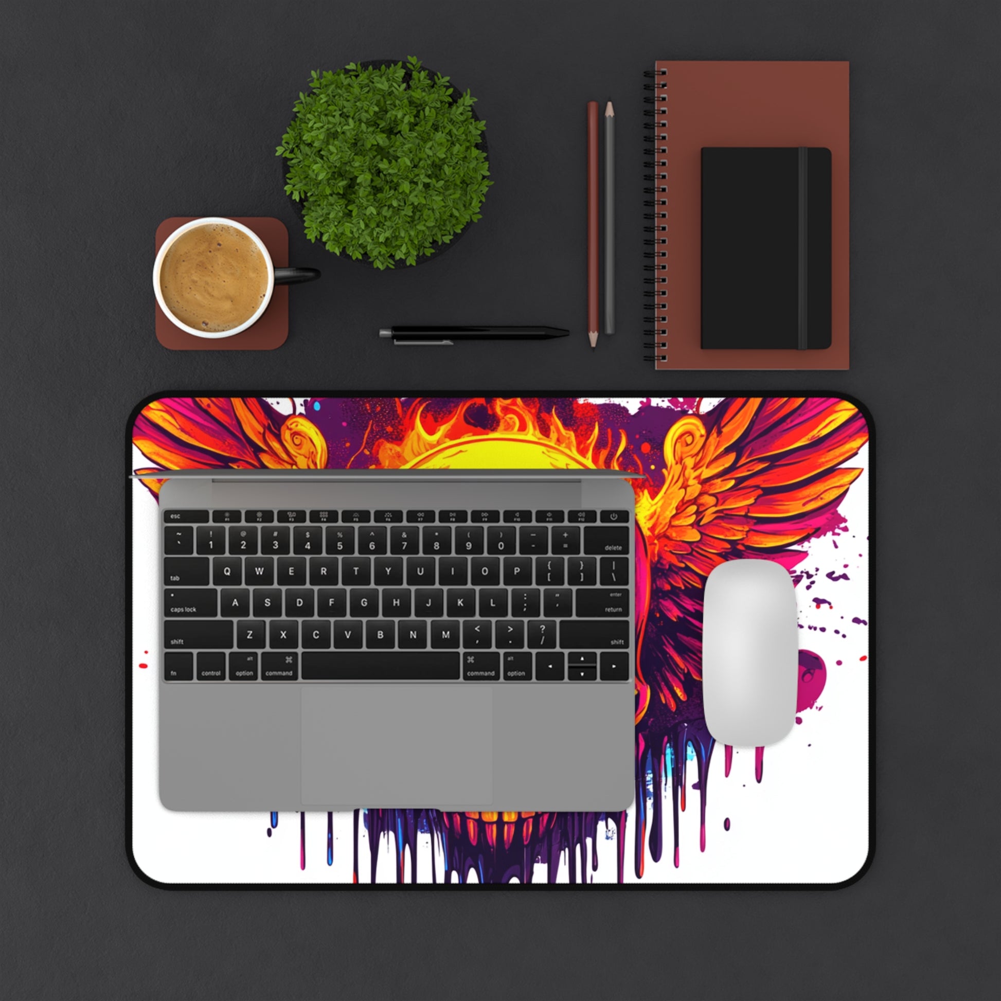 Vibrant Skull Design Desk Mat for Gamers, Office Decor, Unique Gift, Artistic Workspace