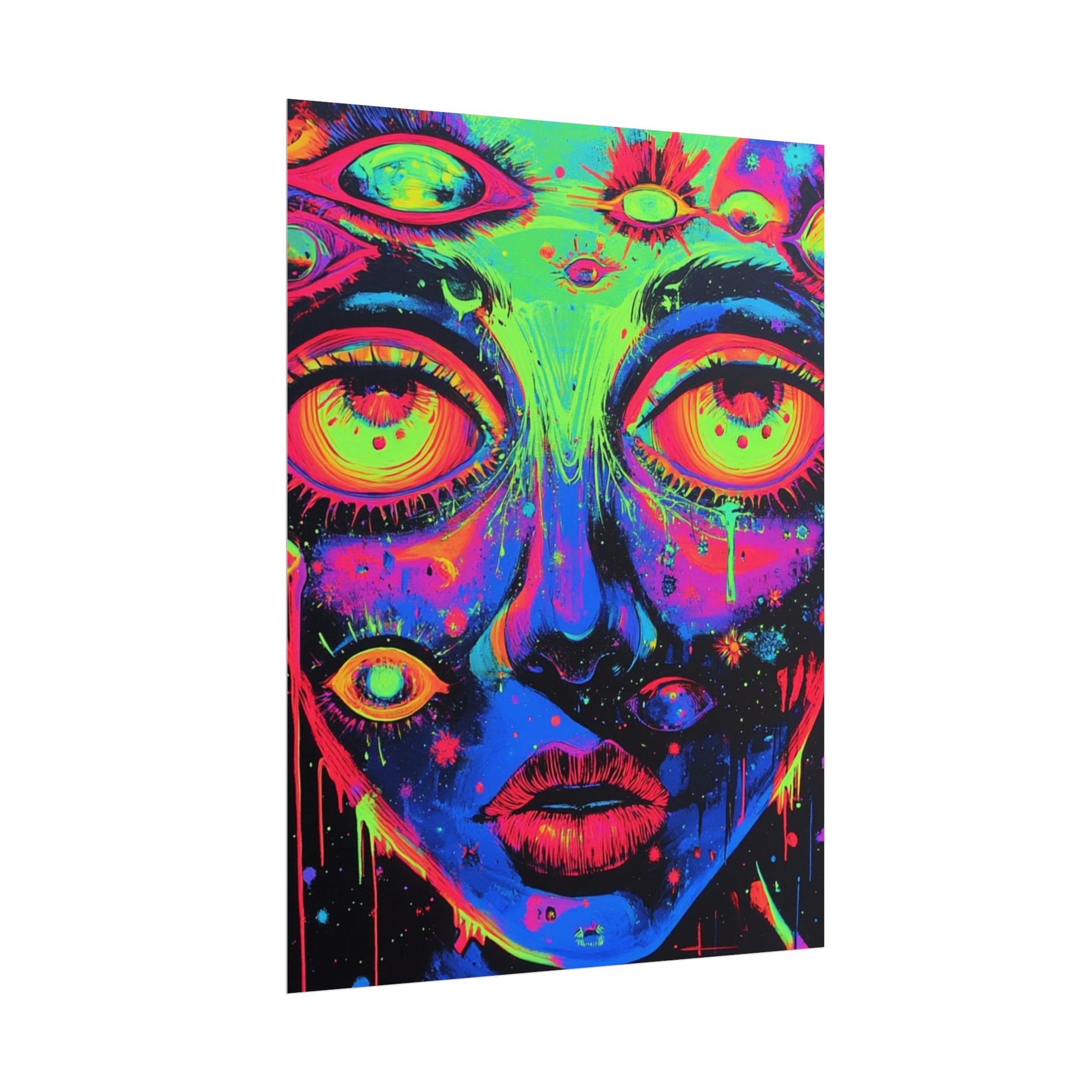 Vibrant Neon Art Poster, Psychedelic Wall Decor, Colorful Home Accent, Unique Gift for Art Lovers, Festival Decor, Boho Wall Art