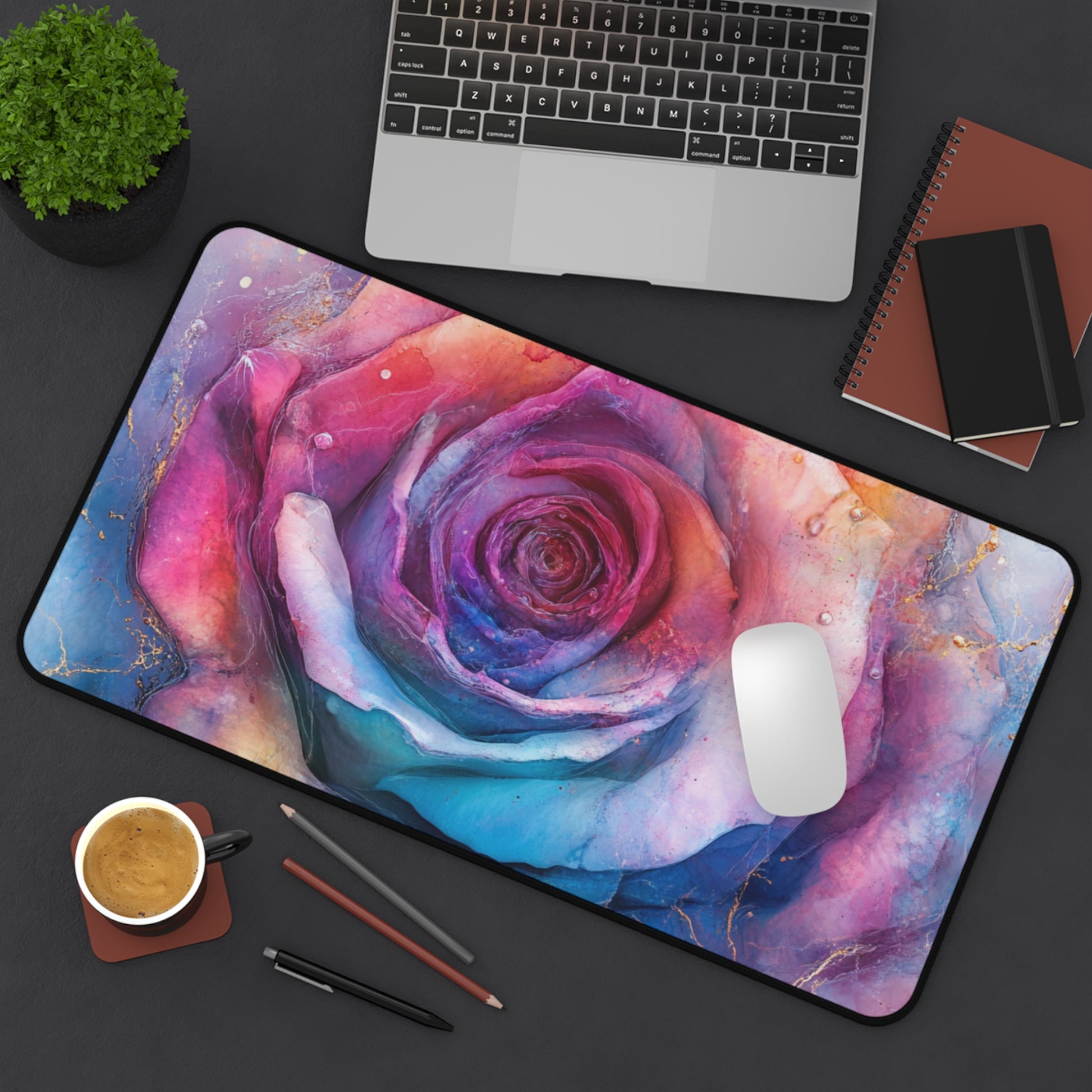Vibrant Floral Desk Mat, Home Office Décor, Gamer Mouse Pad, Gift for Her, Desk Accessories