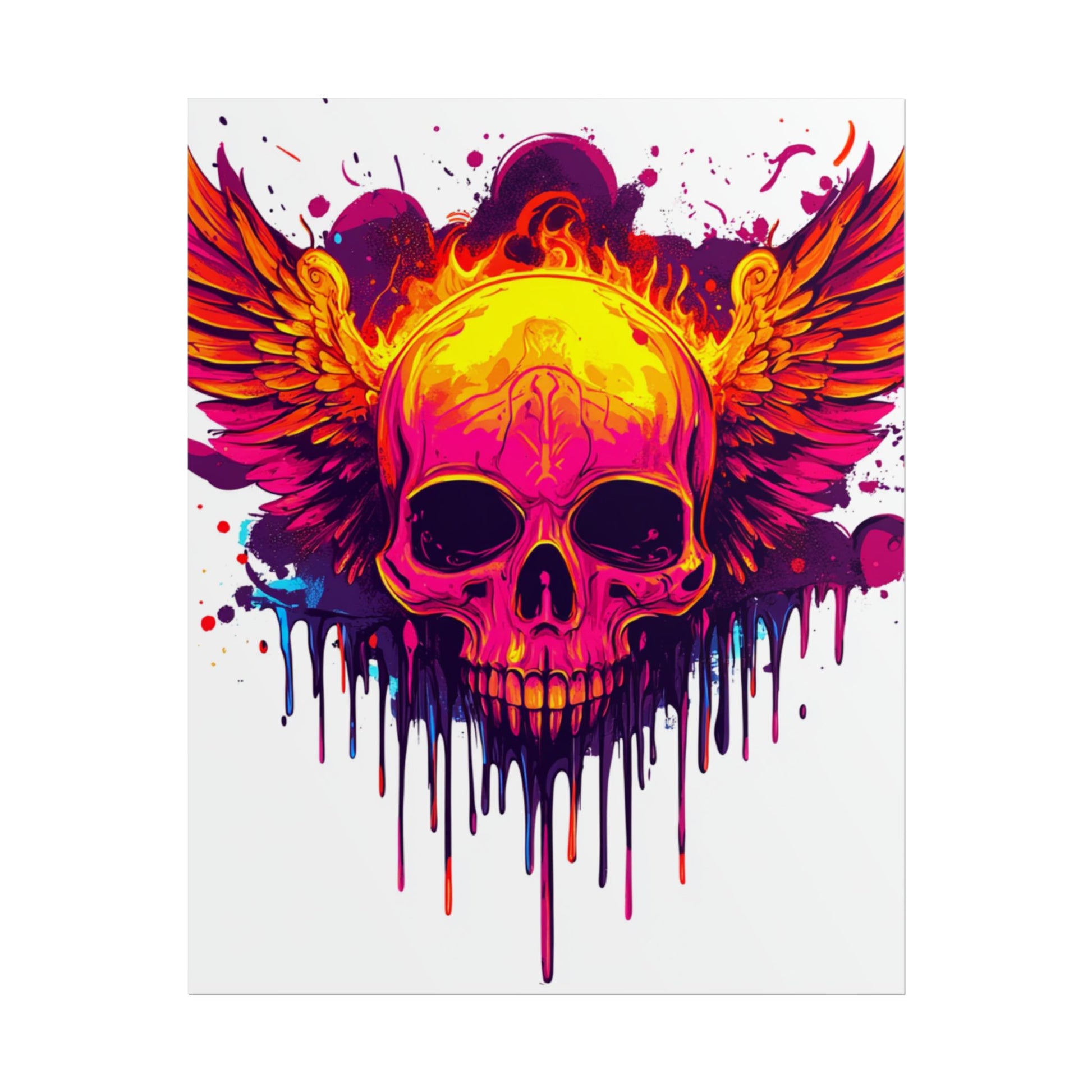 Vibrant Skull Art Print - Bohemian Home Decor, Wall Art, Gift for Rock Lovers, Festival Decor, Unique Artwork