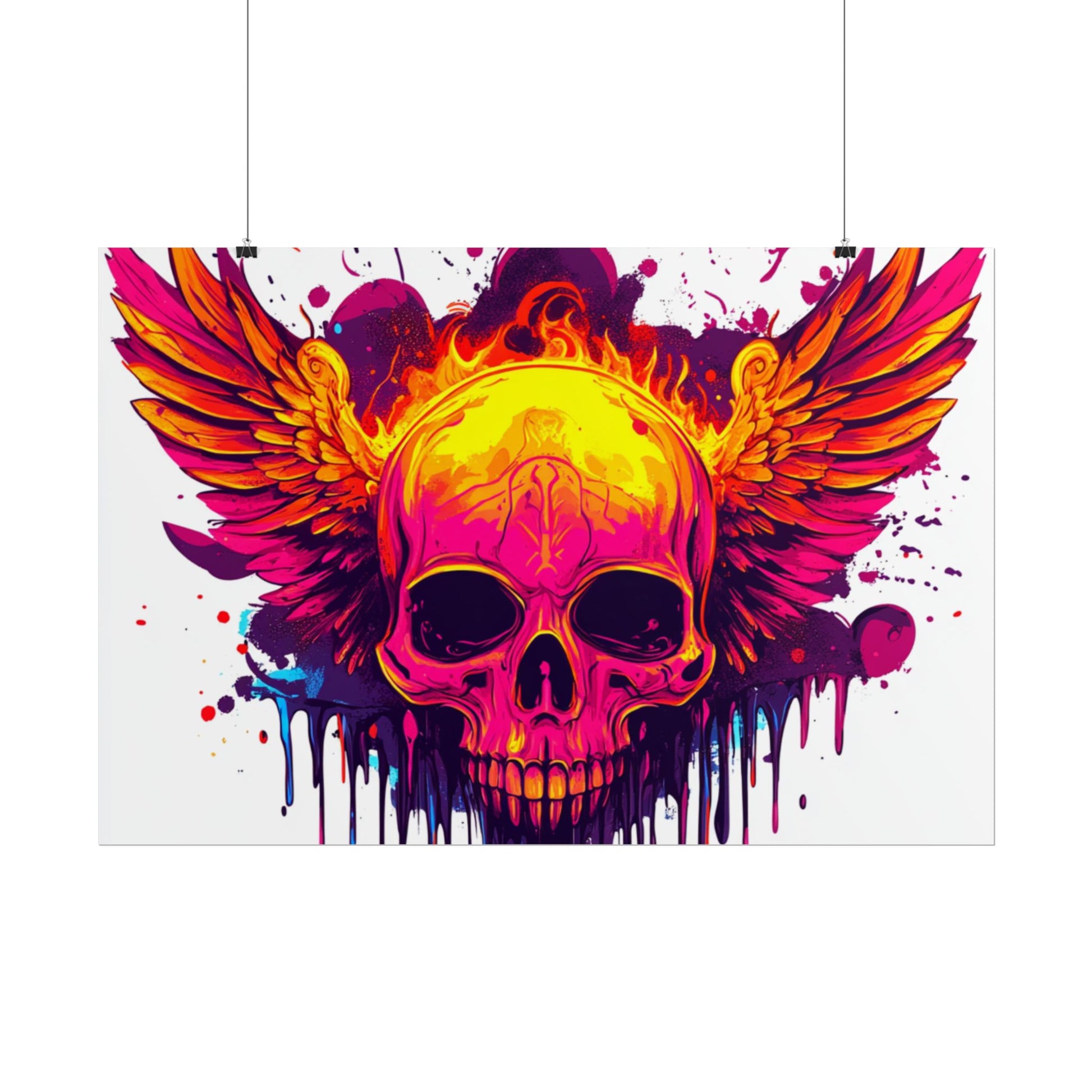 Vibrant Skull Art Print - Bohemian Home Decor, Wall Art, Gift for Rock Lovers, Festival Decor, Unique Artwork