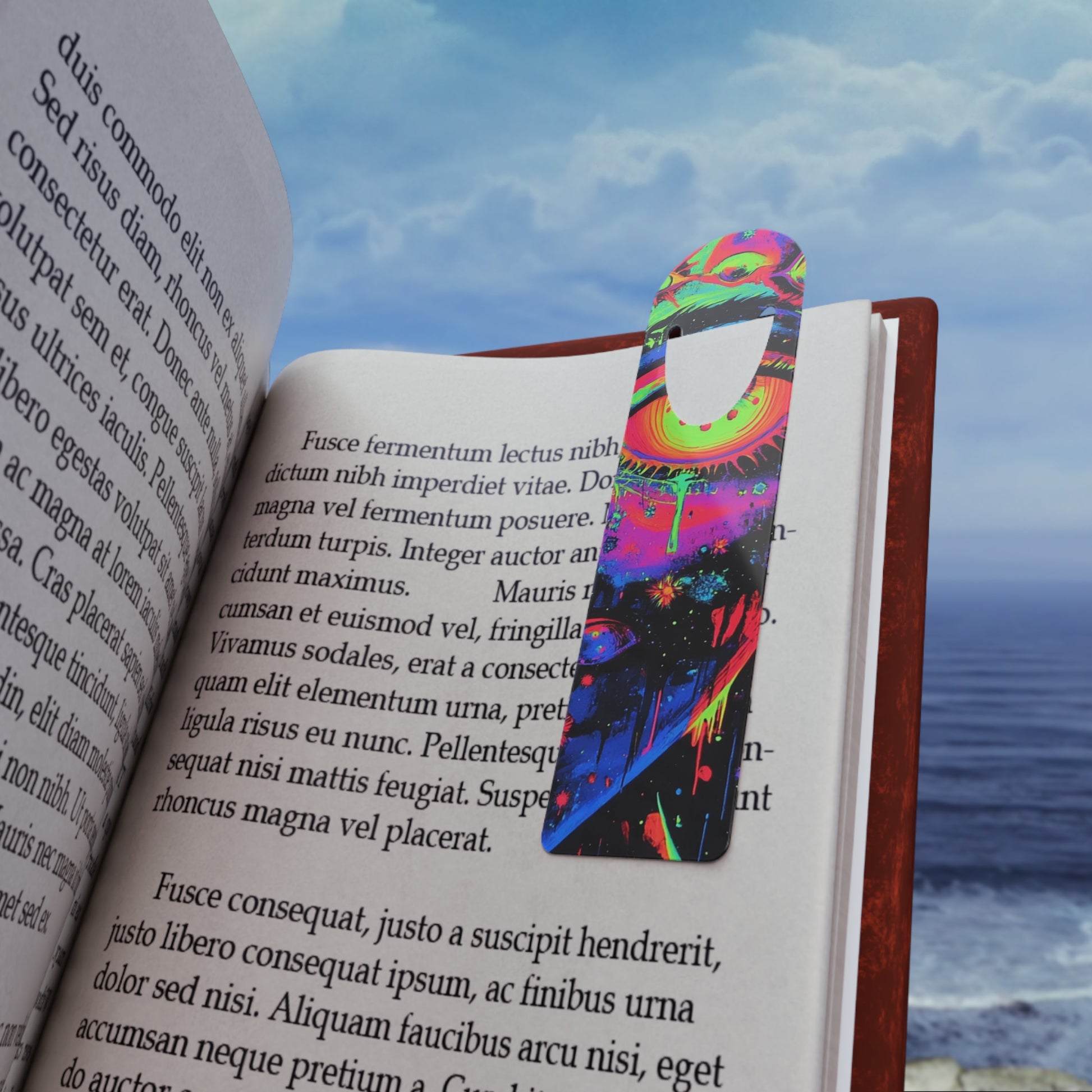 Neon Art Bookmark, Colorful Bookmark for Book Lovers, Unique Reading Accessory, Perfect Gift for Students, Vibrant Book Marker