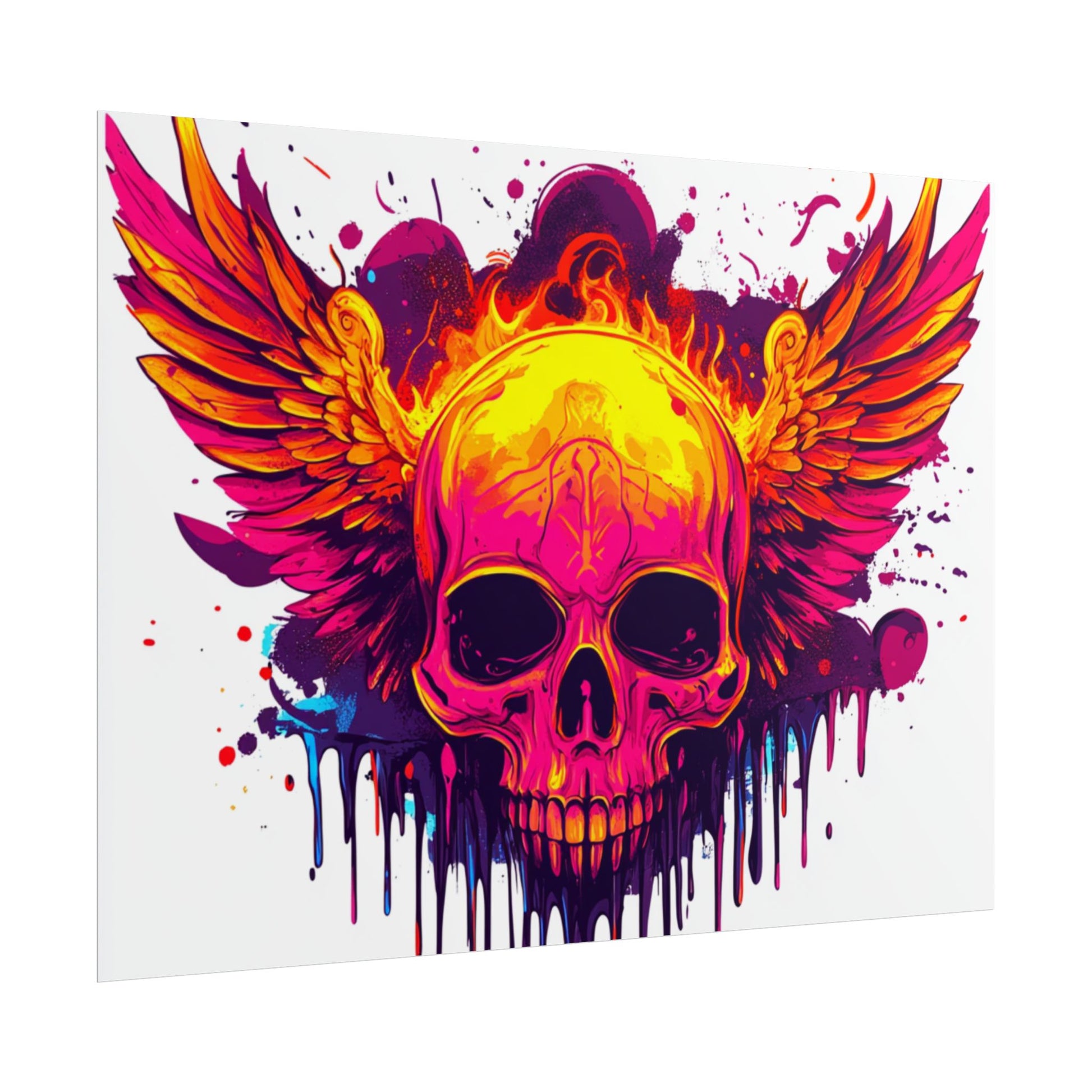 Vibrant Skull Art Print - Bohemian Home Decor, Wall Art, Gift for Rock Lovers, Festival Decor, Unique Artwork