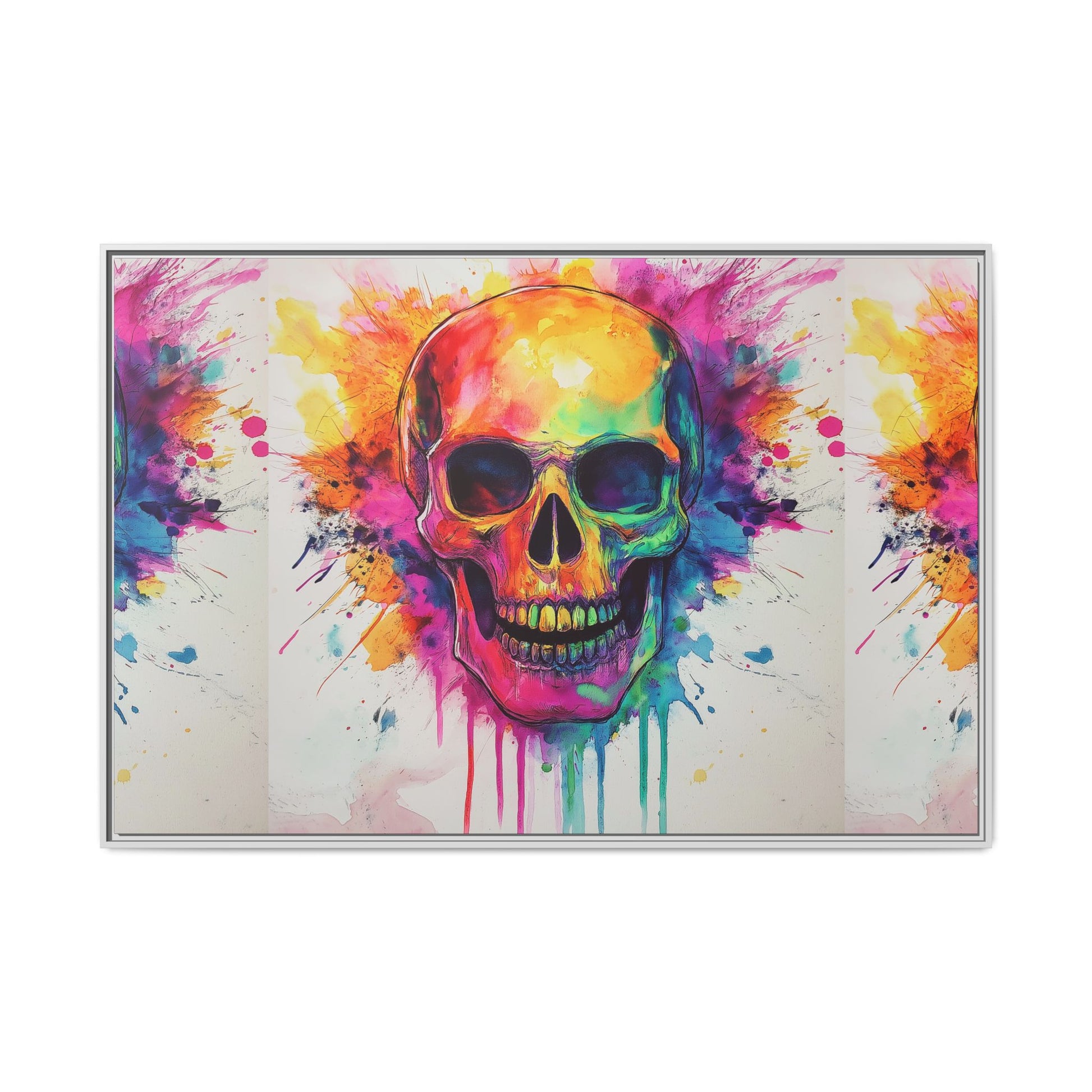 Colorful Skull Art Print - Matte Canvas Wall Decor, Framed Artwork, Vibrant Home Decor, Gothic Gift, Unique Wall Art
