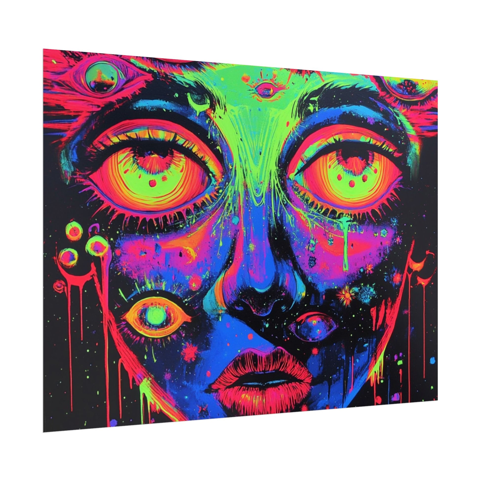 Vibrant Neon Art Poster, Psychedelic Wall Decor, Colorful Home Accent, Unique Gift for Art Lovers, Festival Decor, Boho Wall Art