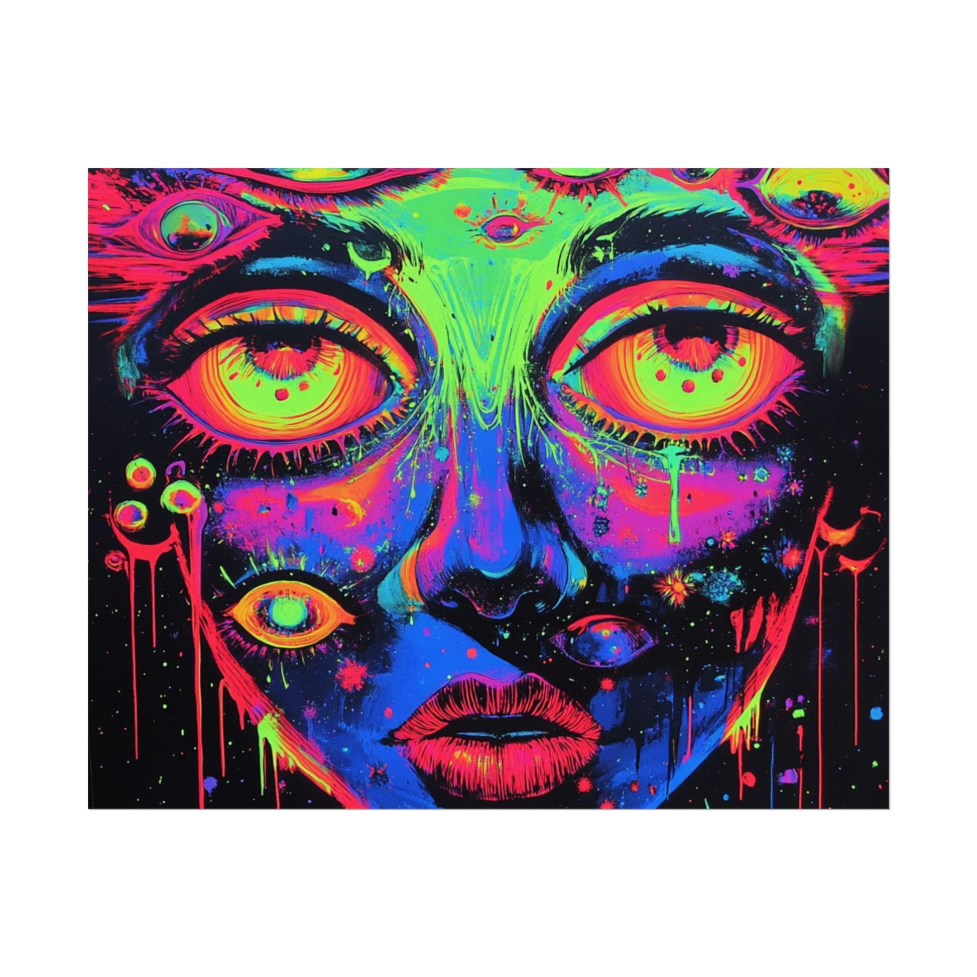 Vibrant Neon Art Poster, Psychedelic Wall Decor, Colorful Home Accent, Unique Gift for Art Lovers, Festival Decor, Boho Wall Art