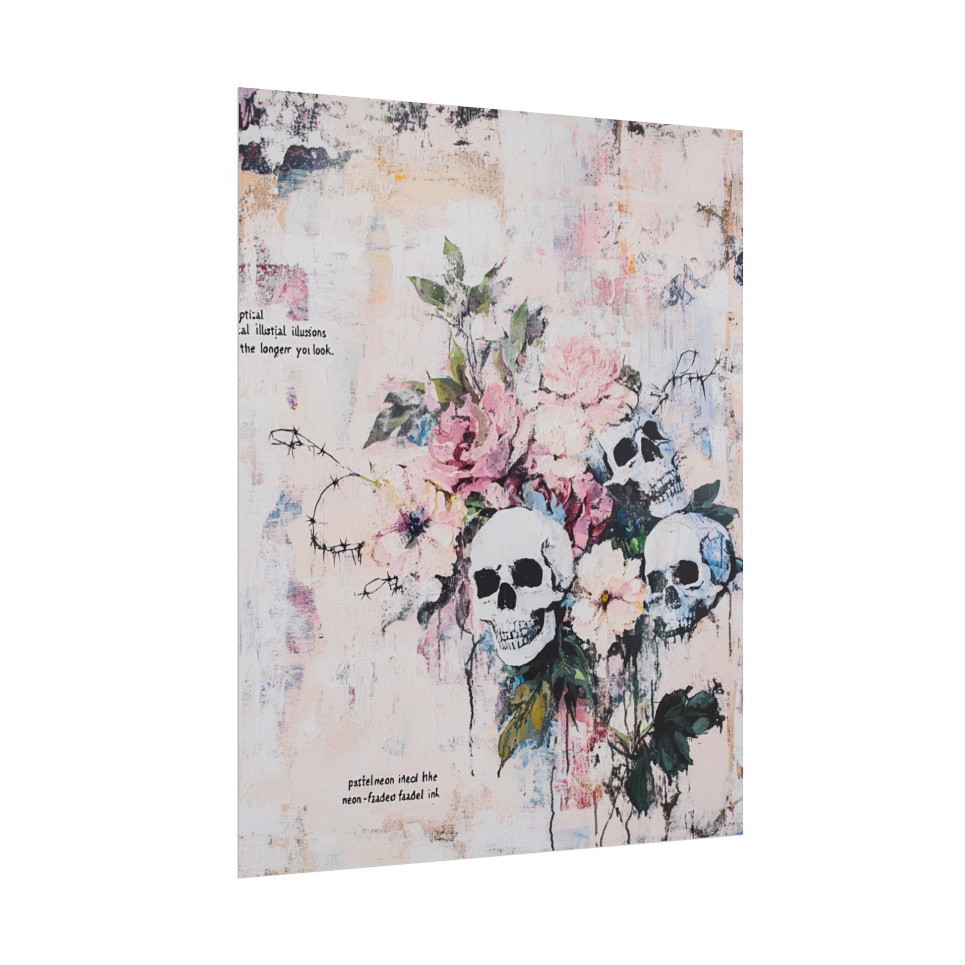 Floral Skull Art Poster, Vintage Wall Decor, Gothic Home Aesthetic, Unique Artwork, Boho Room Styling, Gift for Art Lovers