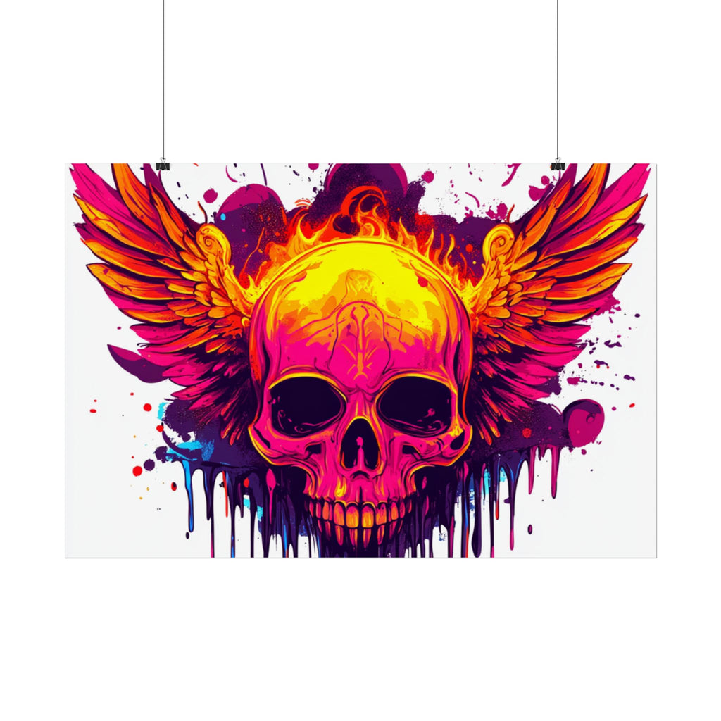 Vibrant Skull Art Print - Bohemian Home Decor, Wall Art, Gift for Rock Lovers, Festival Decor, Unique Artwork