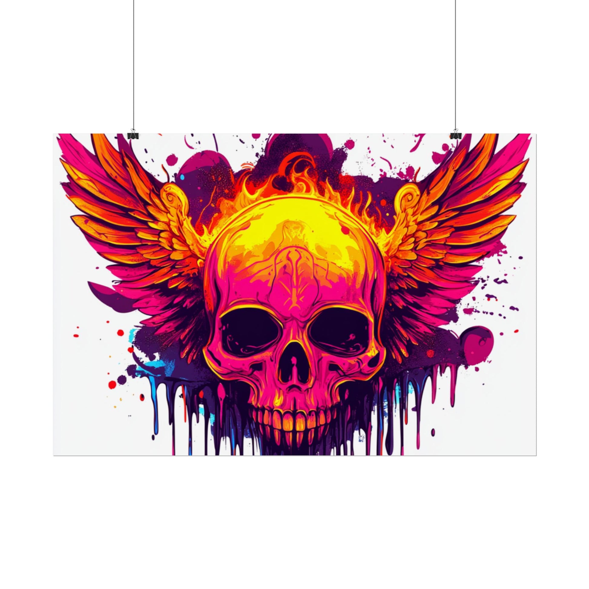 Vibrant Skull Art Print - Bohemian Home Decor, Wall Art, Gift for Rock Lovers, Festival Decor, Unique Artwork