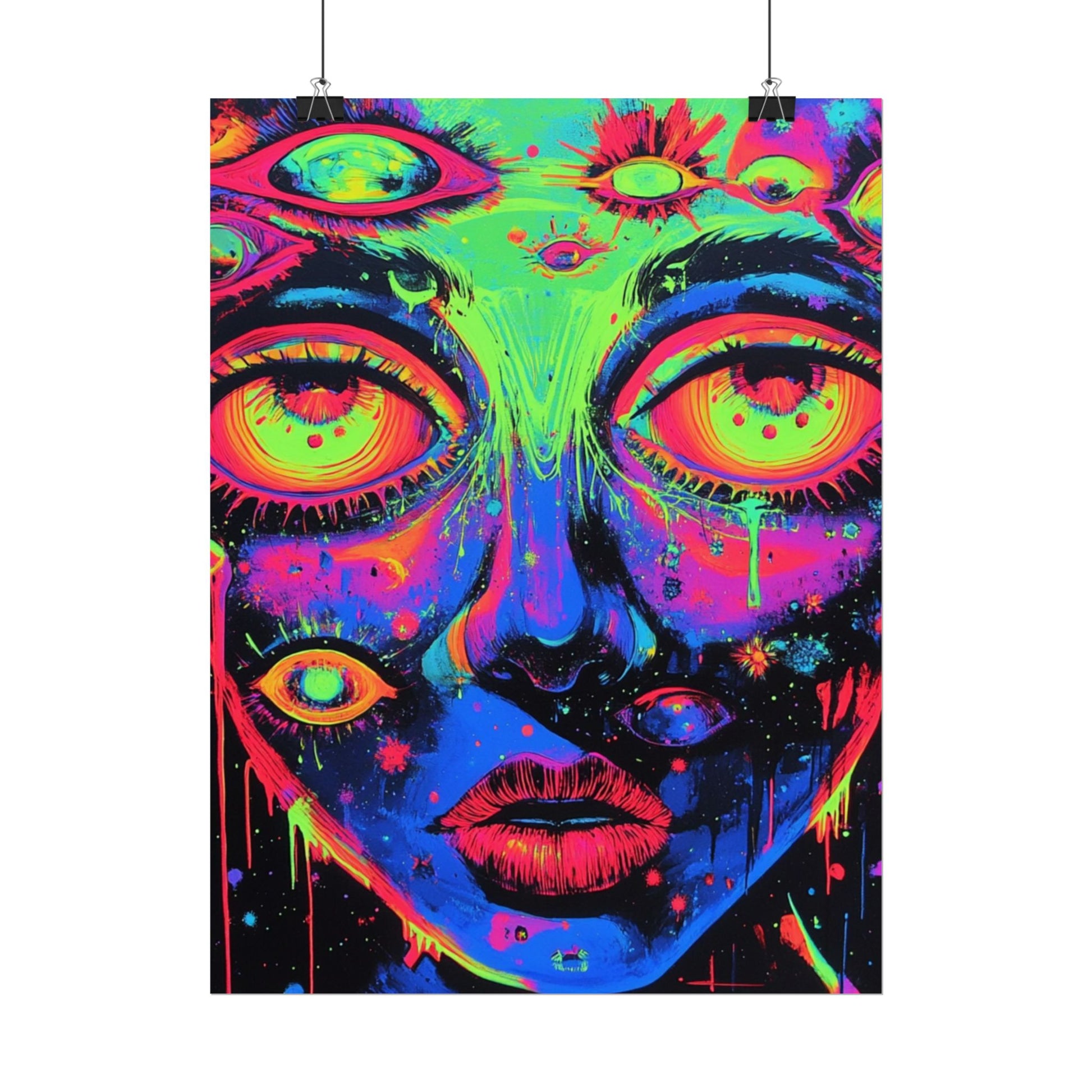 Vibrant Neon Art Poster, Psychedelic Wall Decor, Colorful Home Accent, Unique Gift for Art Lovers, Festival Decor, Boho Wall Art