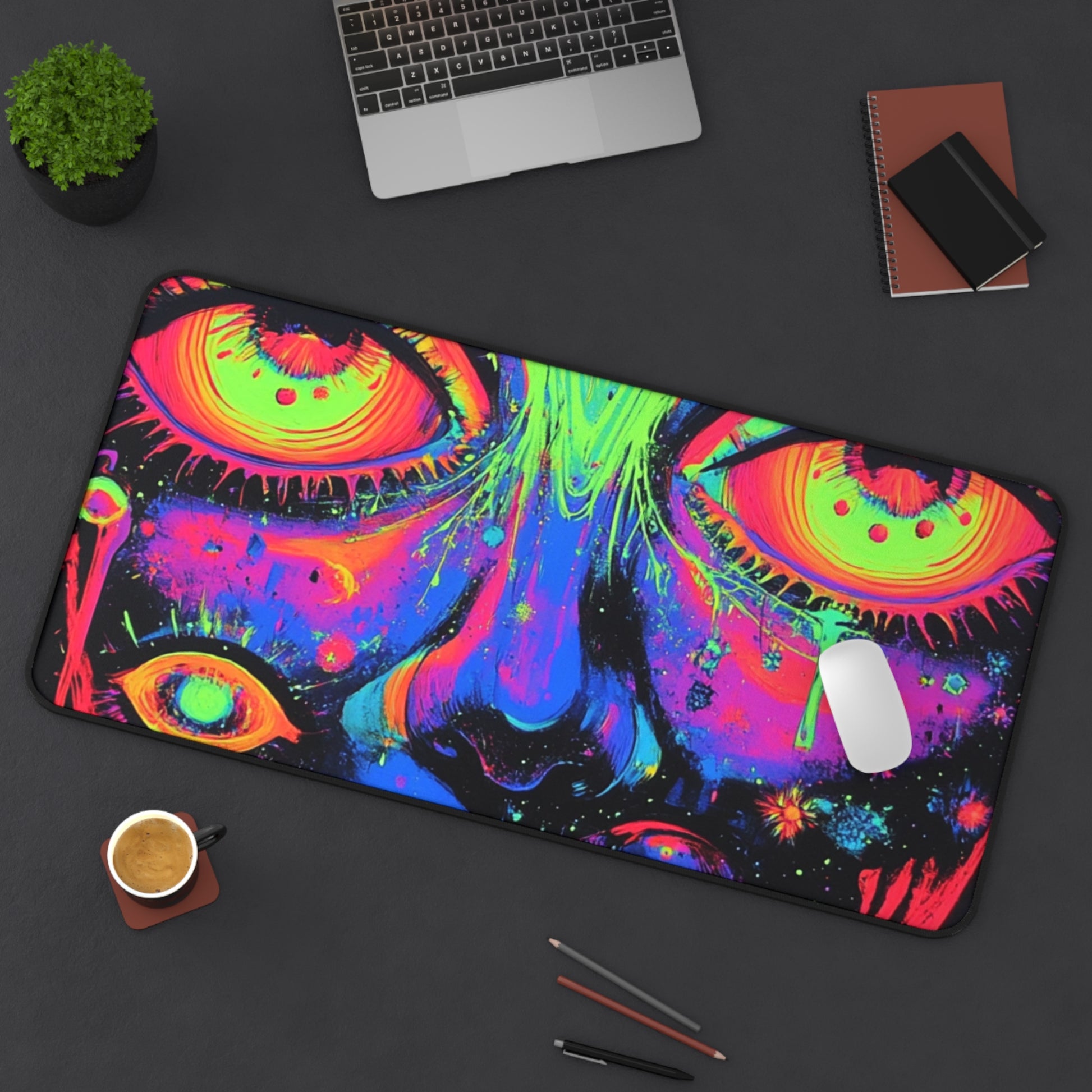 Psychedelic Art Desk Mat, Colorful Office Decor, Gaming Mouse Pad, Unique Gift for Artists, Vibrant Home Workspace