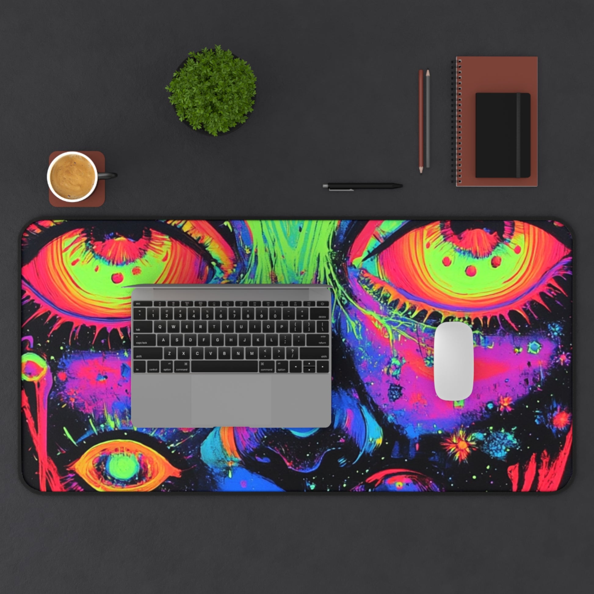 Psychedelic Art Desk Mat, Colorful Office Decor, Gaming Mouse Pad, Unique Gift for Artists, Vibrant Home Workspace