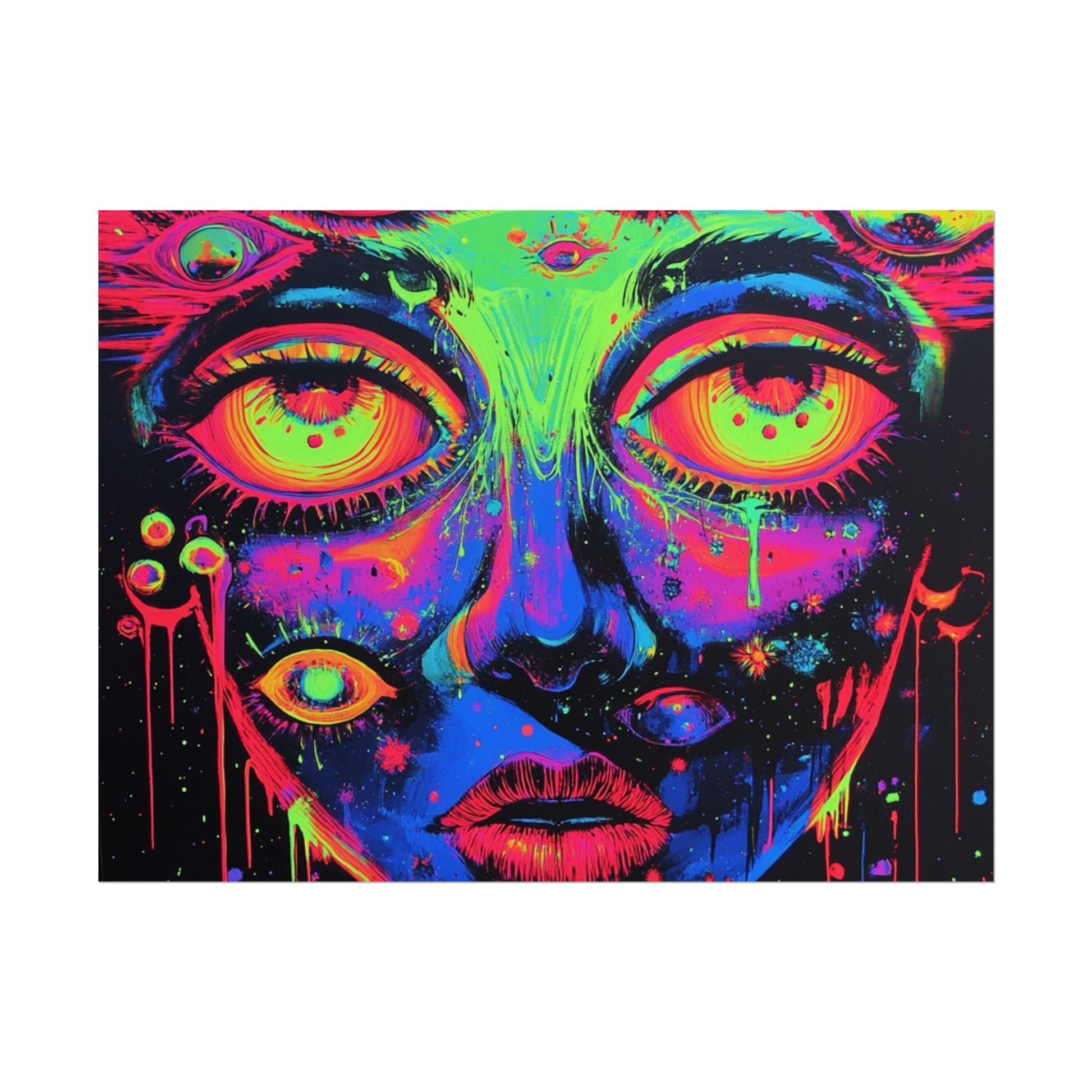 Vibrant Neon Art Poster, Psychedelic Wall Decor, Colorful Home Accent, Unique Gift for Art Lovers, Festival Decor, Boho Wall Art