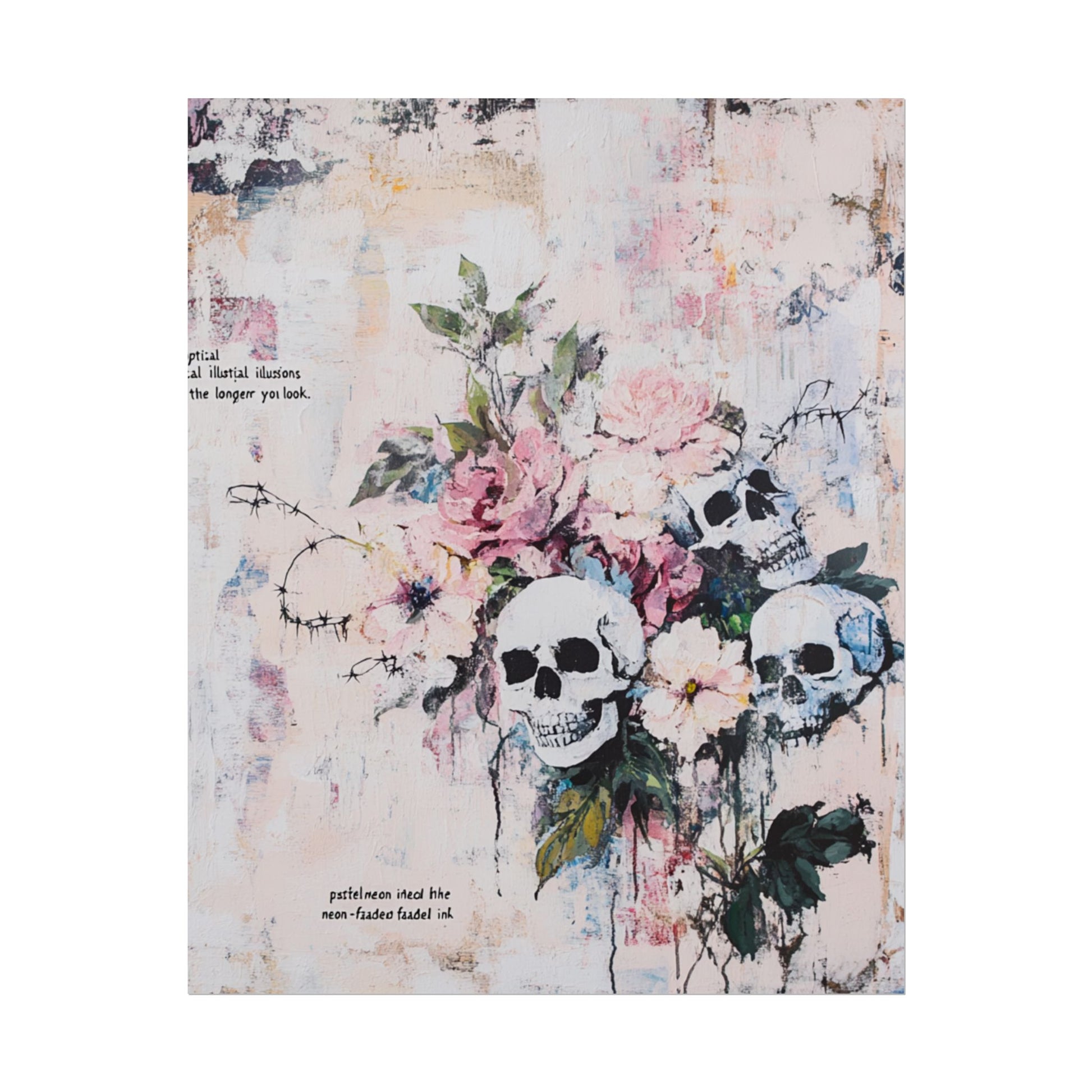 Floral Skull Art Poster, Vintage Wall Decor, Gothic Home Aesthetic, Unique Artwork, Boho Room Styling, Gift for Art Lovers
