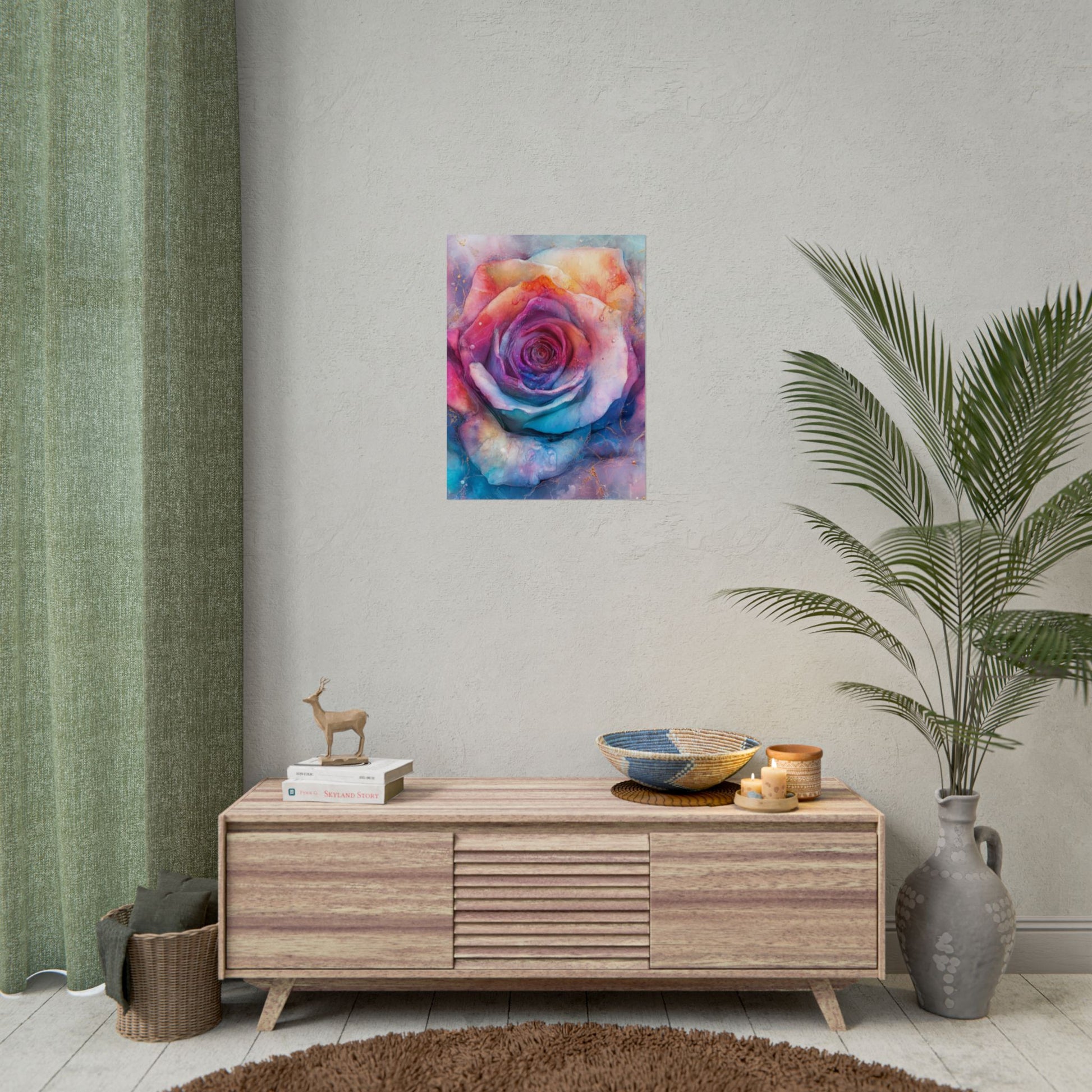 Vibrant Floral Wall Art - Colorful Rose Rolled Posters, Home Decor, Gift for Her, Birthday, Art Print, Boho Decor